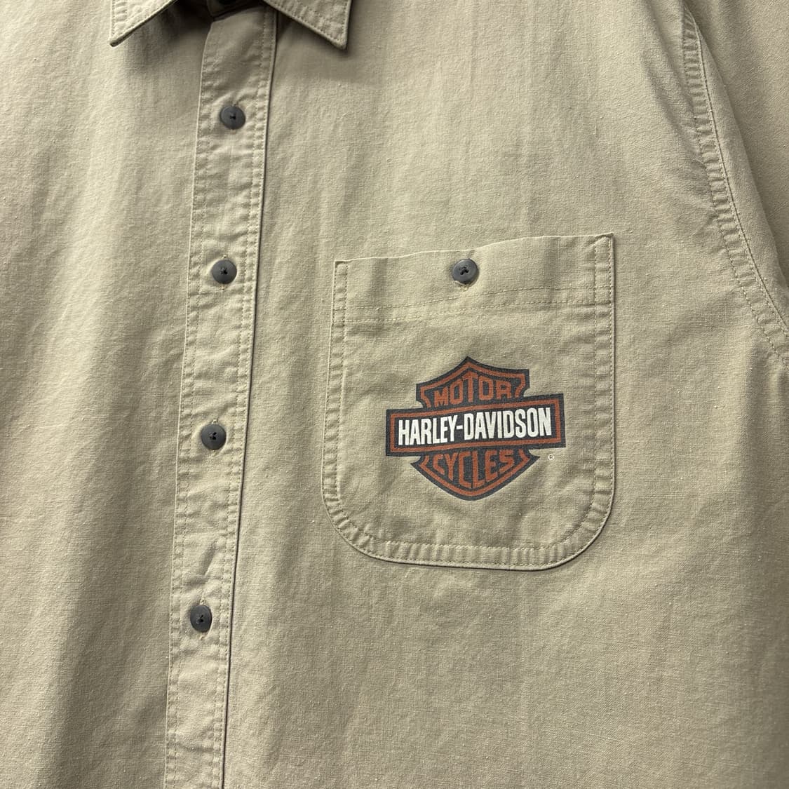 90s 할리데이비슨 V-이글스 쉴드 프린팅 옥스포드 하프셔츠 N1181 상품이미지6