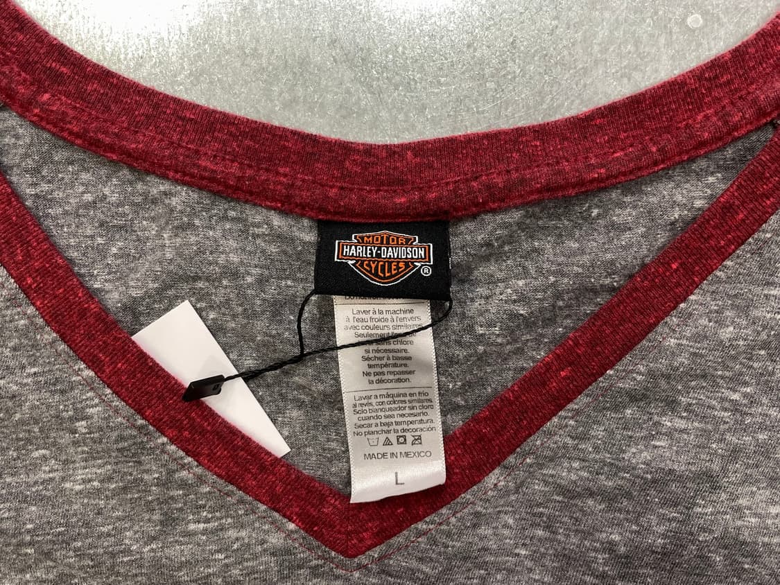 (L) Harley Davidson 할리 브이넥 7부 나그랑 큐빅 반팔티 상품이미지10