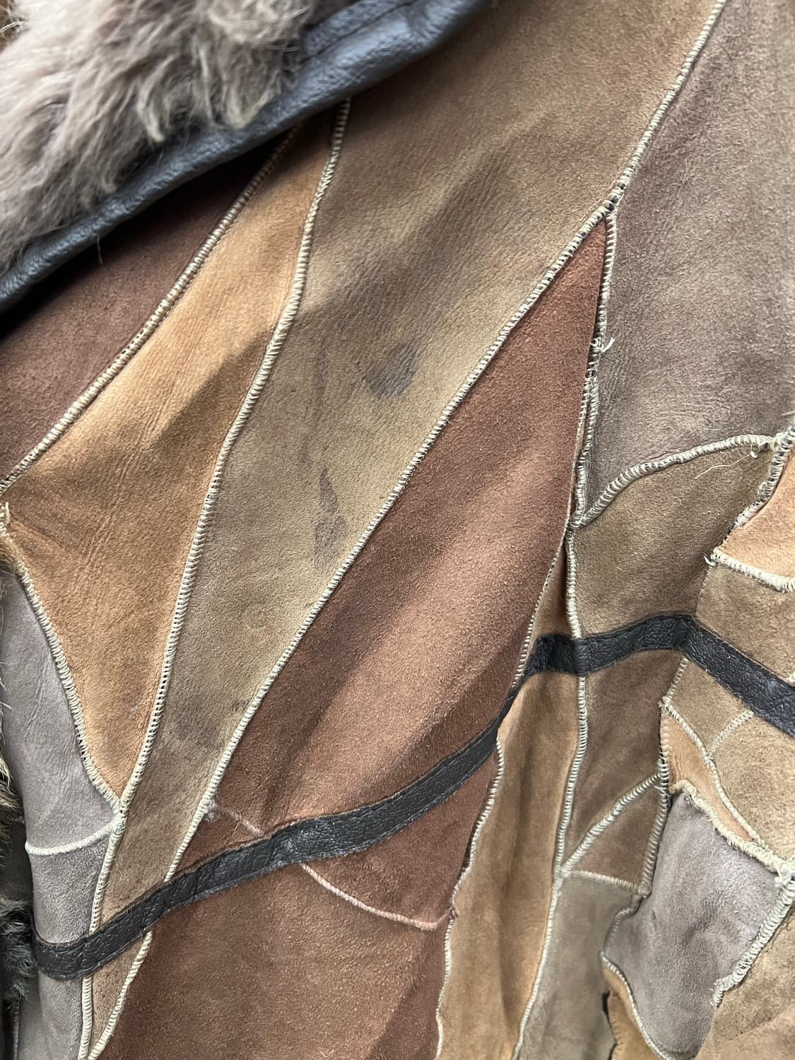 Vintage Patchwork Shearling Coat 상품이미지6