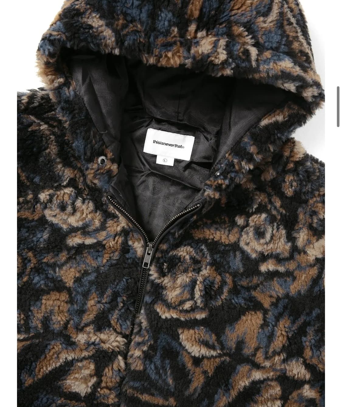 디스이즈네버댓 Floral Faux Fur Jacket Khaki 상품이미지2