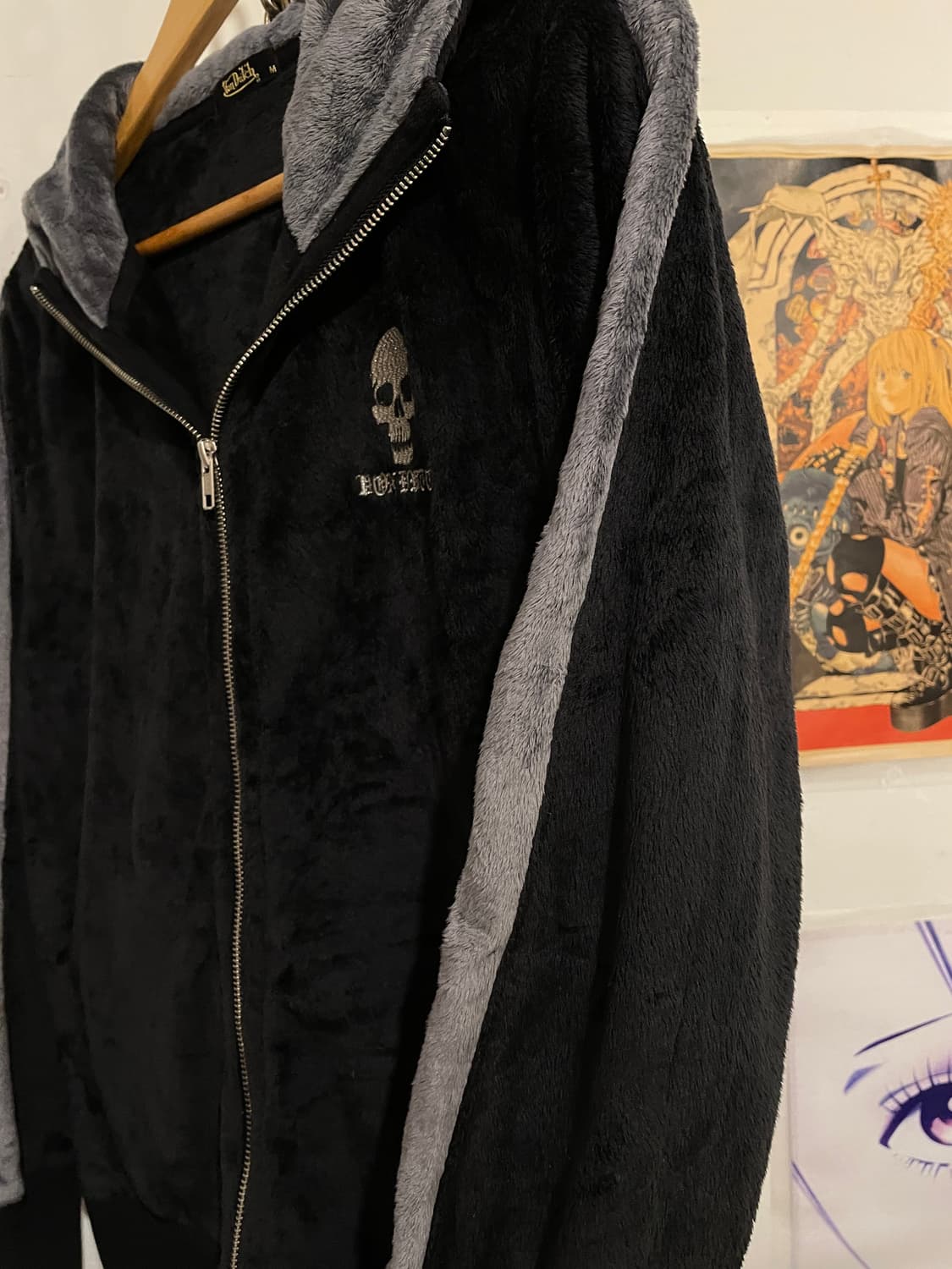 von dutch 본더치 그레이 라이닝 해골 자수 투웨이 블랙 후드집업 상품이미지4