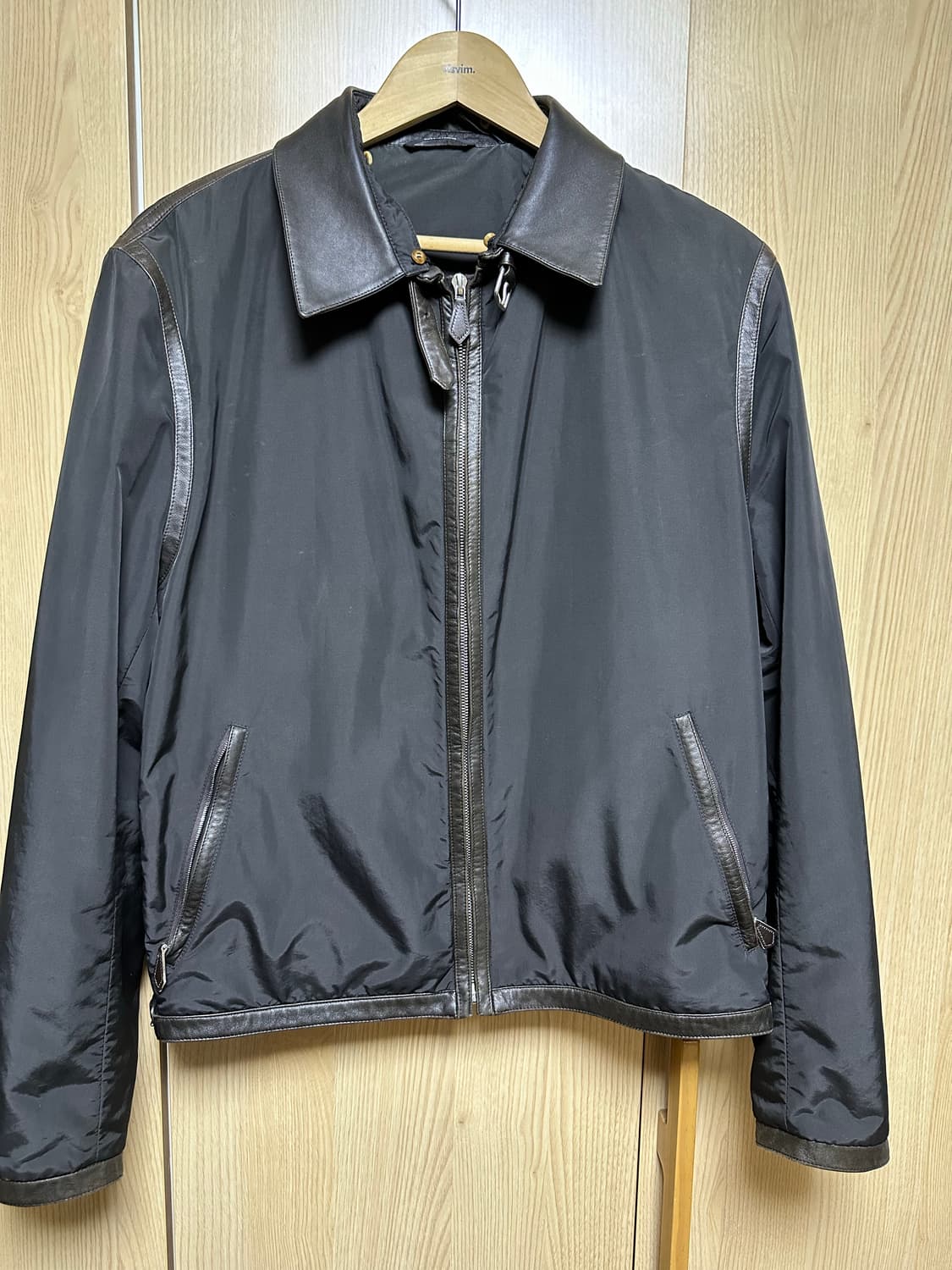 에르메스 02년도 아카이브 가죽 시어링 나일론 자켓 52 상품이미지4