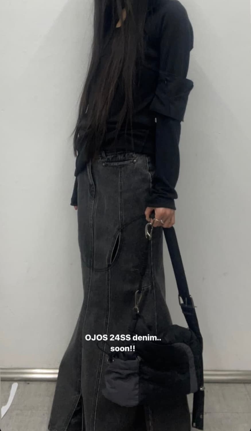 오호스 머메이드 슬릿 데님 스커트 상품이미지2