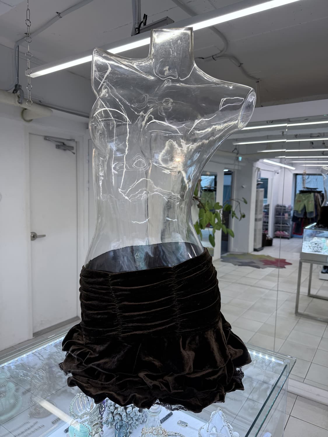 브라운 레이스 디테일 캉캉 스커트 상품이미지1