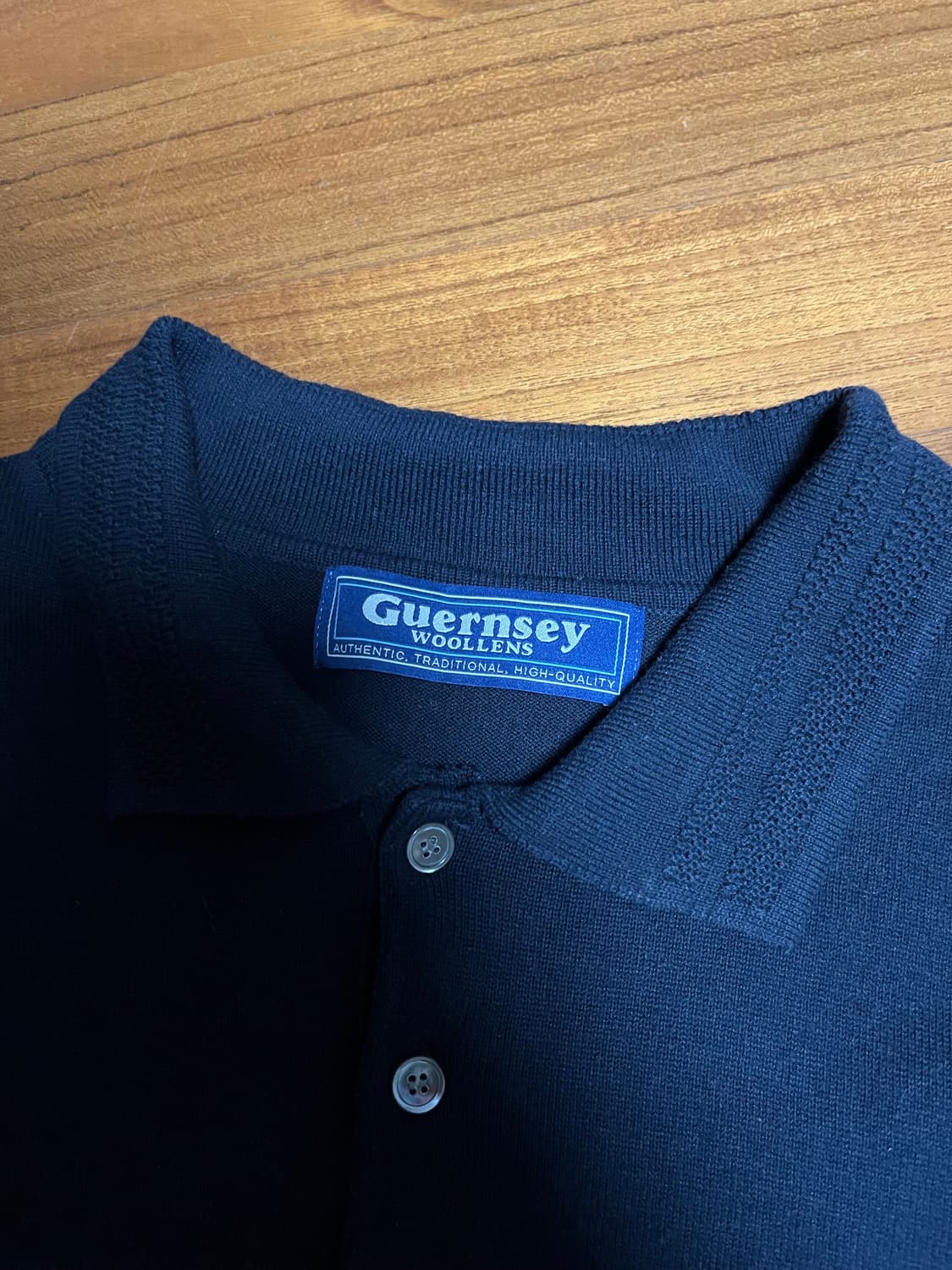 건지울른스 코튼 반팔 카라 니트 네이비 상품이미지4