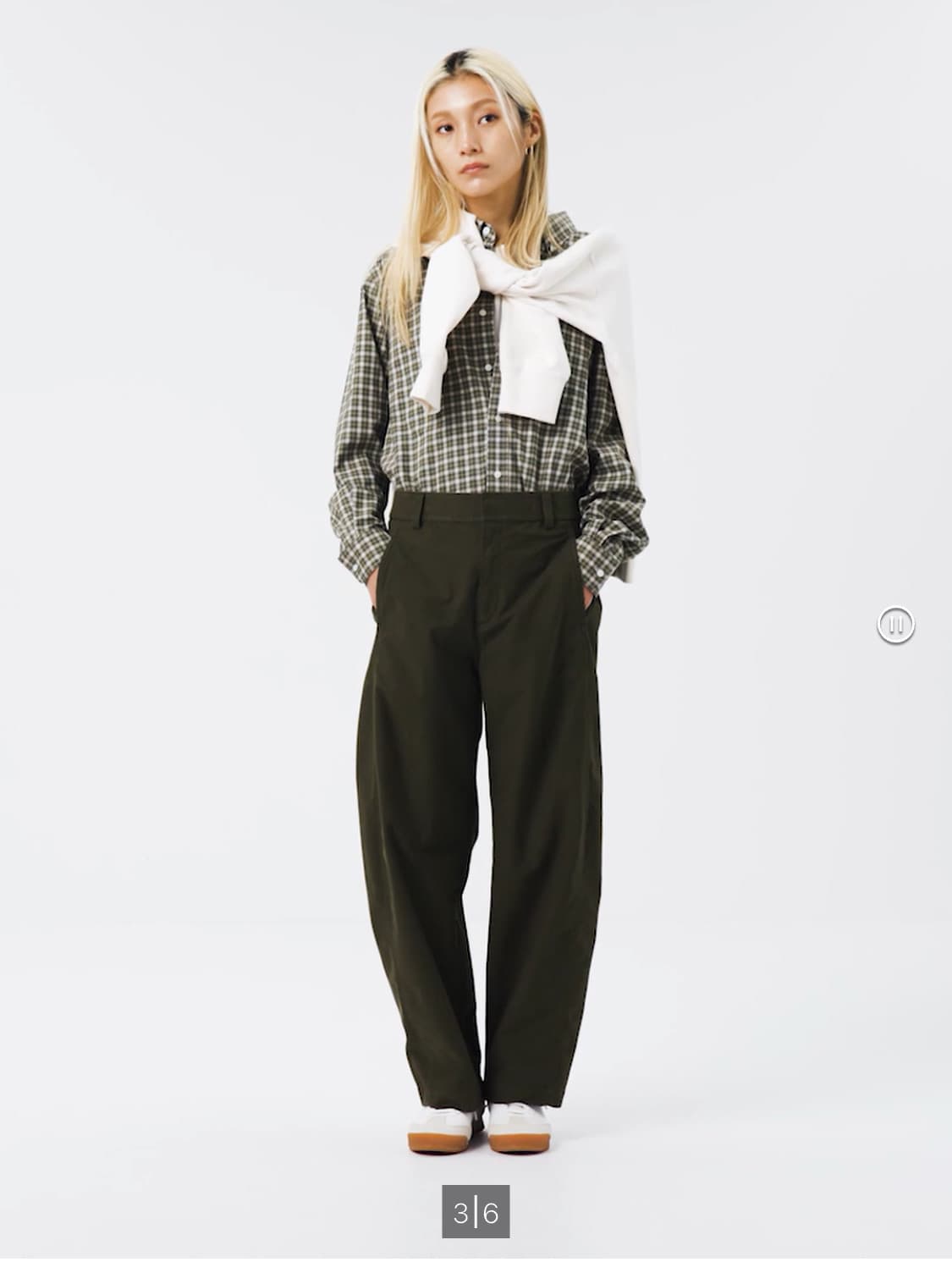 (미착용 새상품) 유니클로 저지배럴레그팬츠 (카키) (s) 상품이미지2