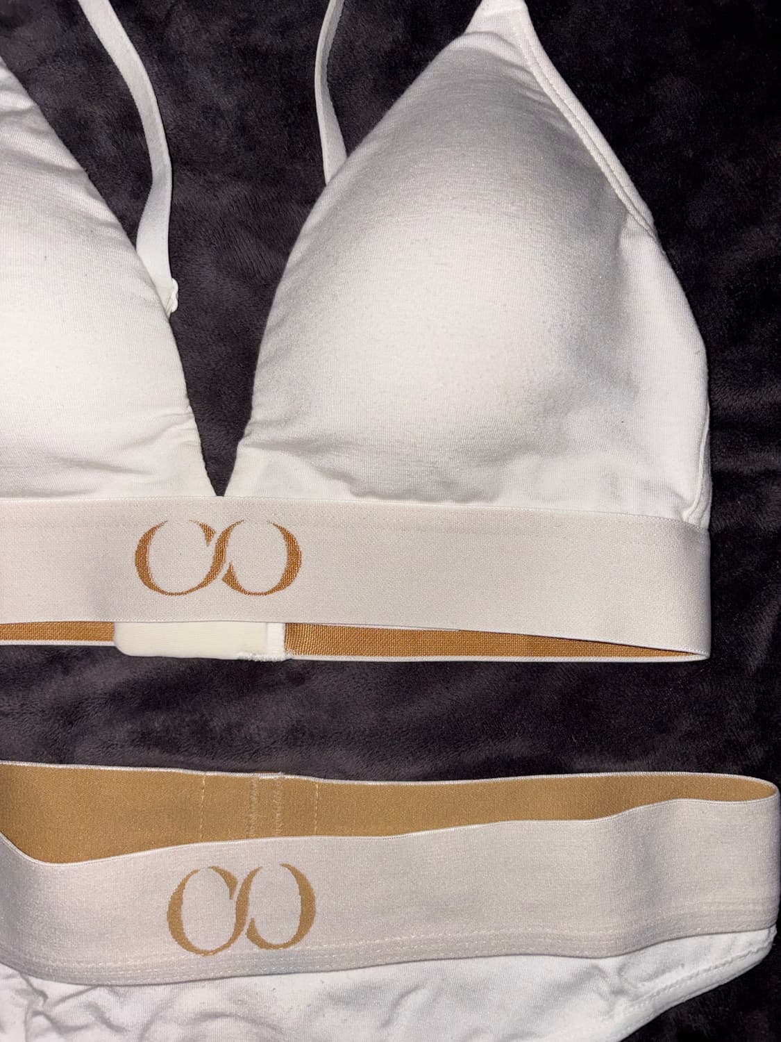 qise 바프용 섹시 고급 화이트 골드 뫼비우스 배색 깔롱 속옷 세트 상품이미지5