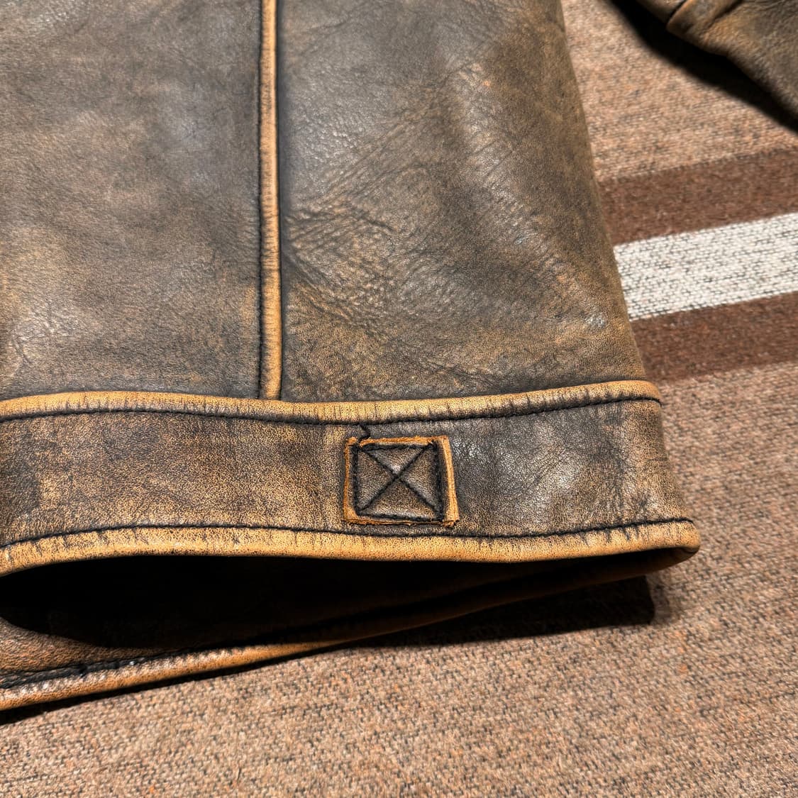 USA Buckle67 헤비 카우레더 스포츠 자켓 L 105 소가죽 상품이미지8