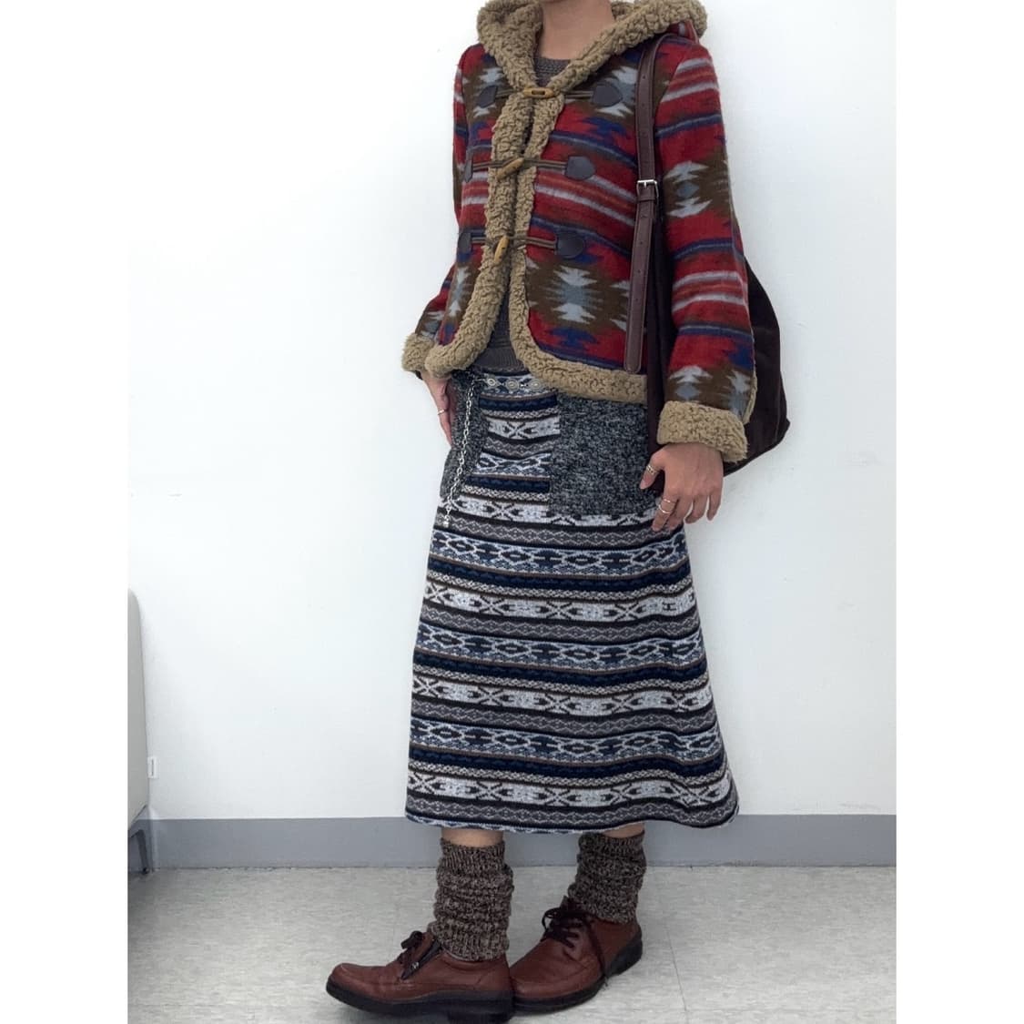 빈티지 노르딕 히피 더플 자켓 무스탕 상품이미지3