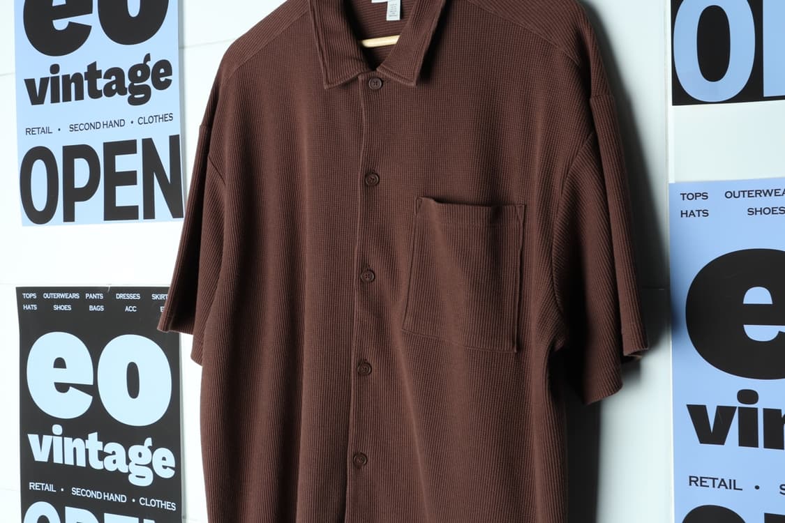 (2XL) 에이치앤엠 반팔 카라 티셔츠 브라운 와플 박시-H31888 상품이미지5