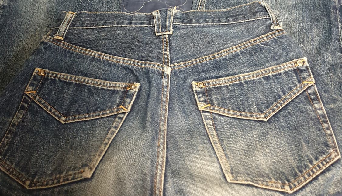 (빈티지) 보세 플레어핏 워싱 셀비지 데님팬츠 인디고 (28) 상품이미지4