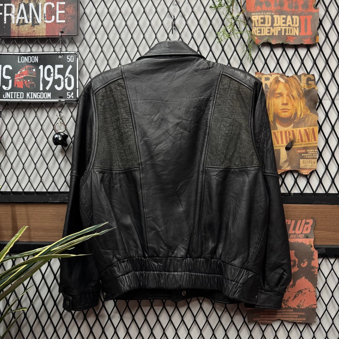 90s USA VINTAGE 레더 스웨이드 자켓 투포켓 디테일 블랙 상품이미지2