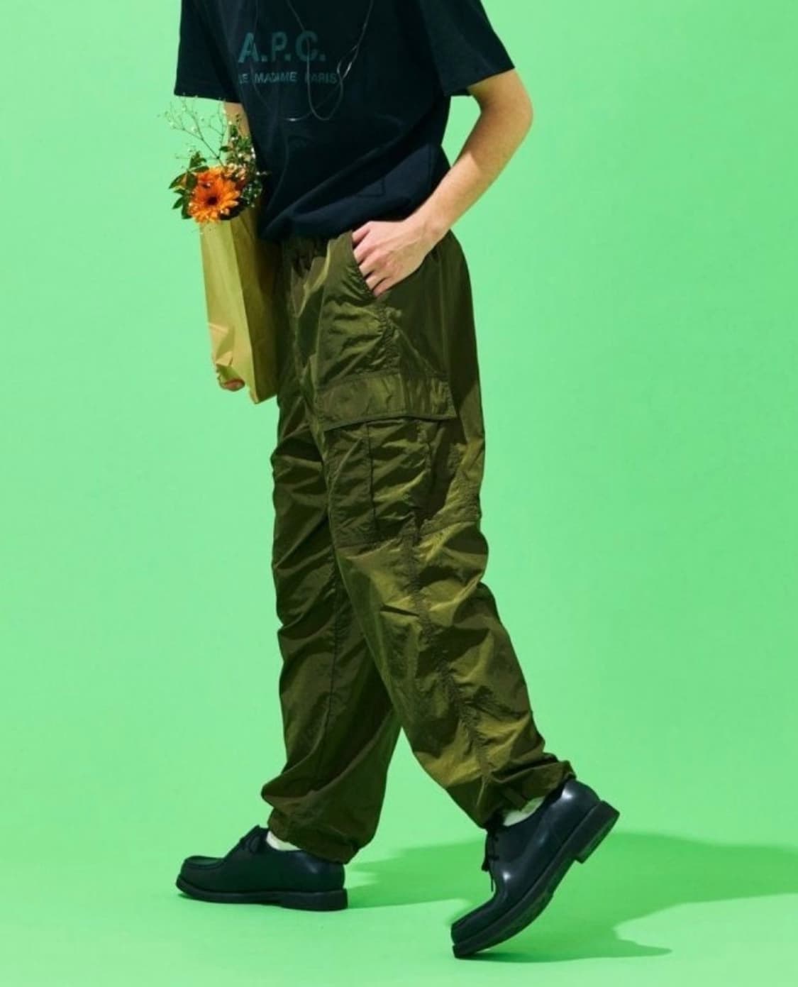 프릭스스토어 와이드 래그 나일론 카고팬츠 블랙 L 상품이미지2