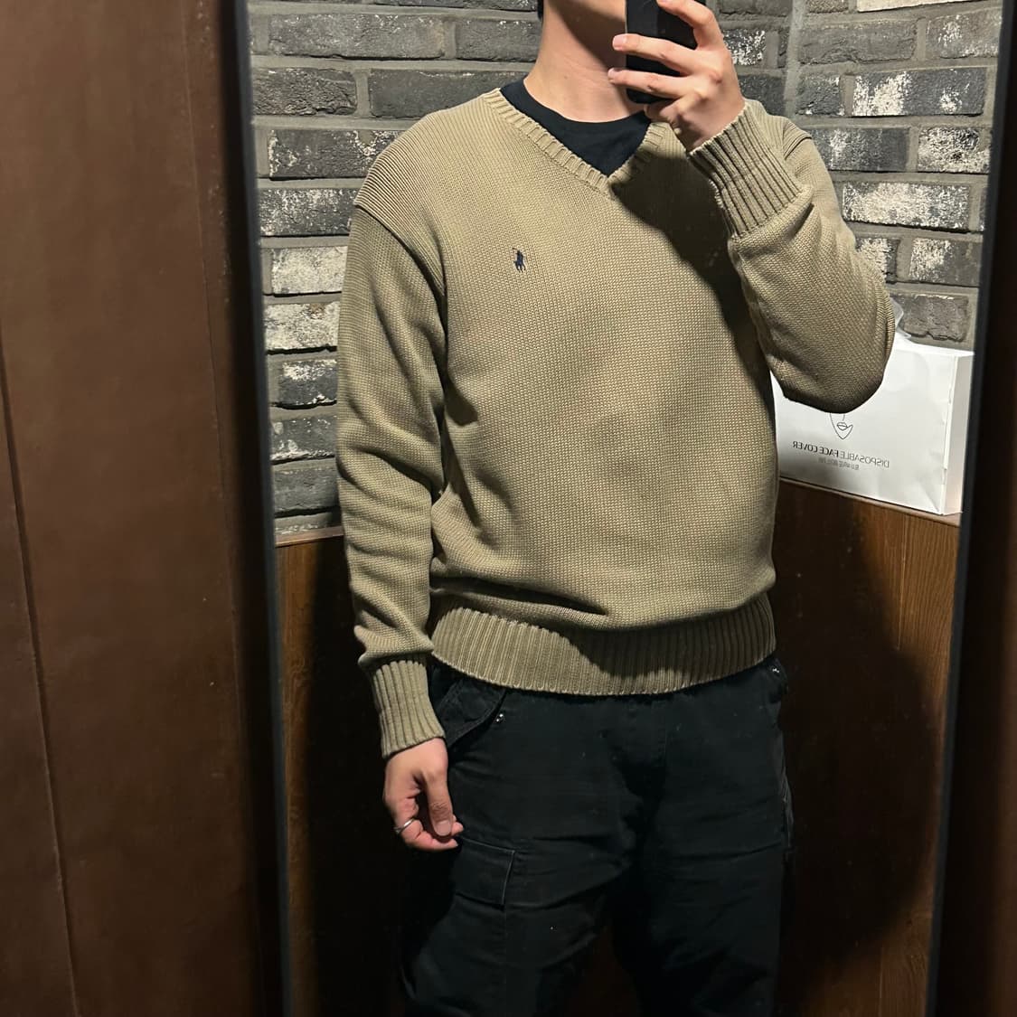 M) 폴로 랄프로렌 브라운 헤비코튼 브이넥 니트 상품이미지8