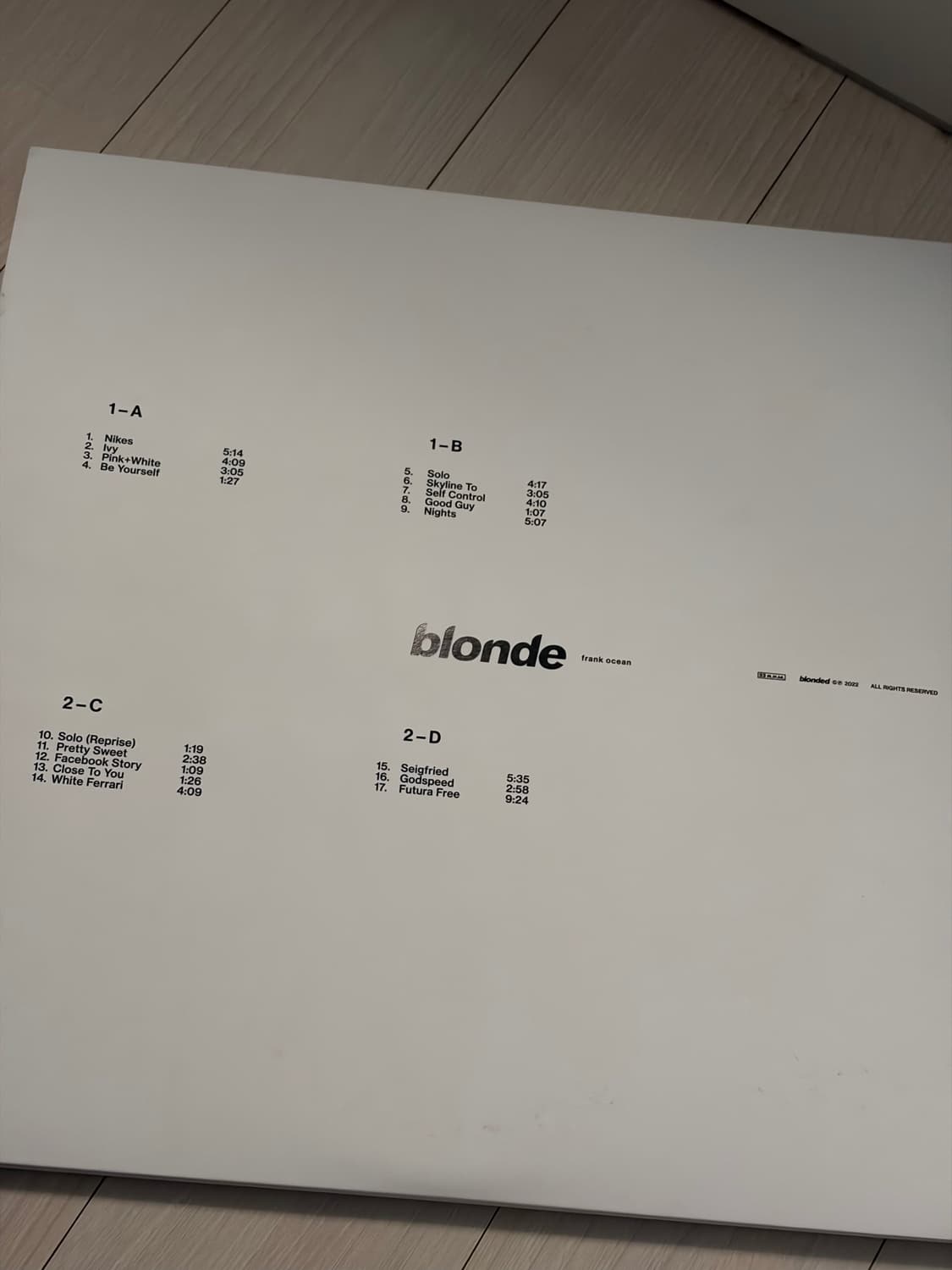 프랭크 오션 Blonde LP 상품이미지2