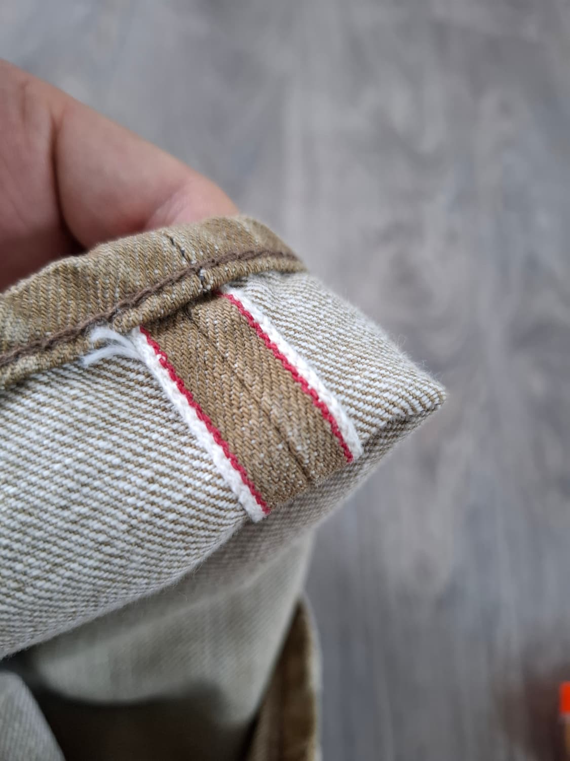 32×32 더블알엘 파이브포켓 셀비지 스트레이트핏 베이지 데님 빈티지 상품이미지9