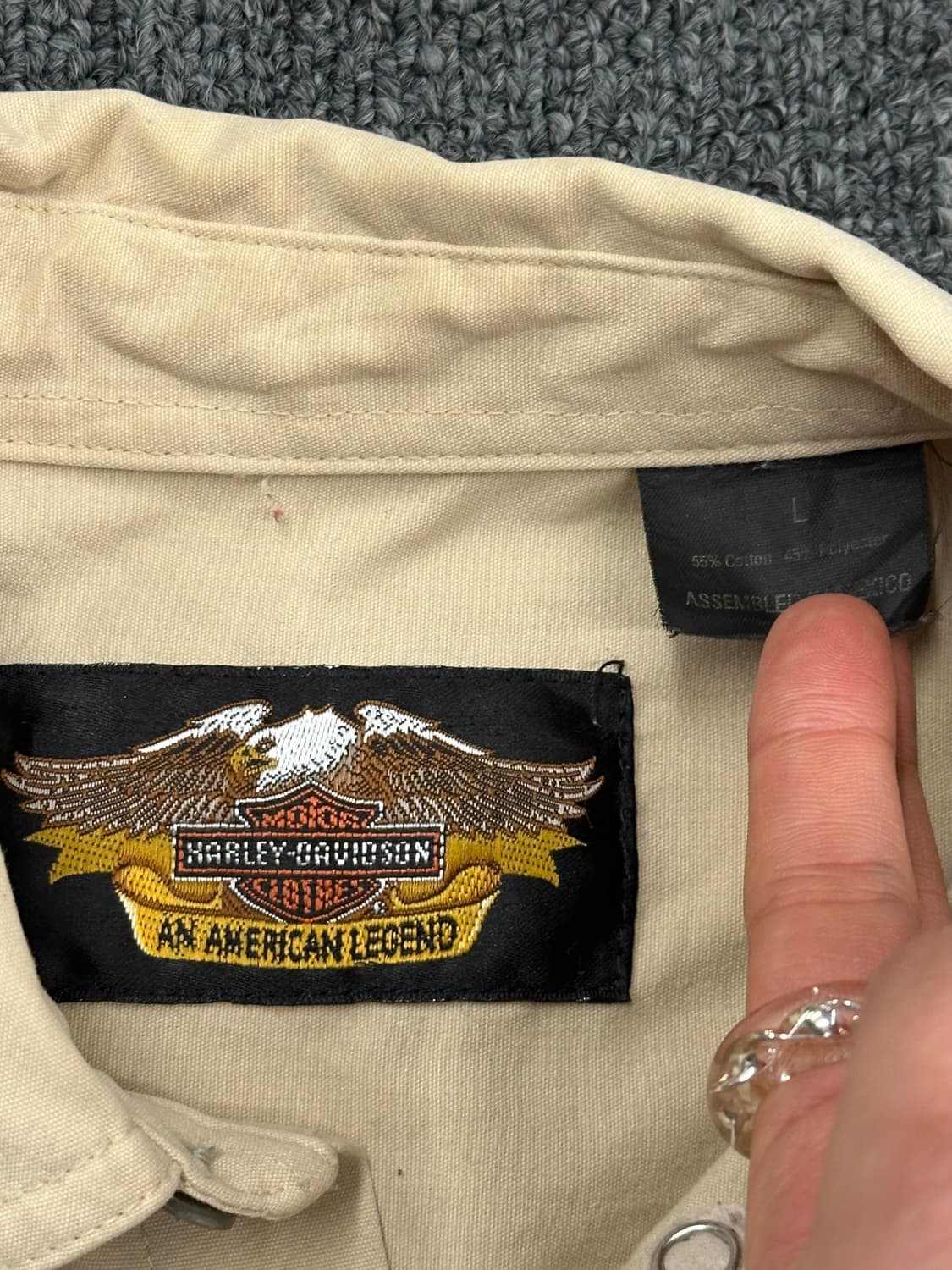 L)할리데이비슨 vintage 베이지 워크 긴팔셔츠 상품이미지3