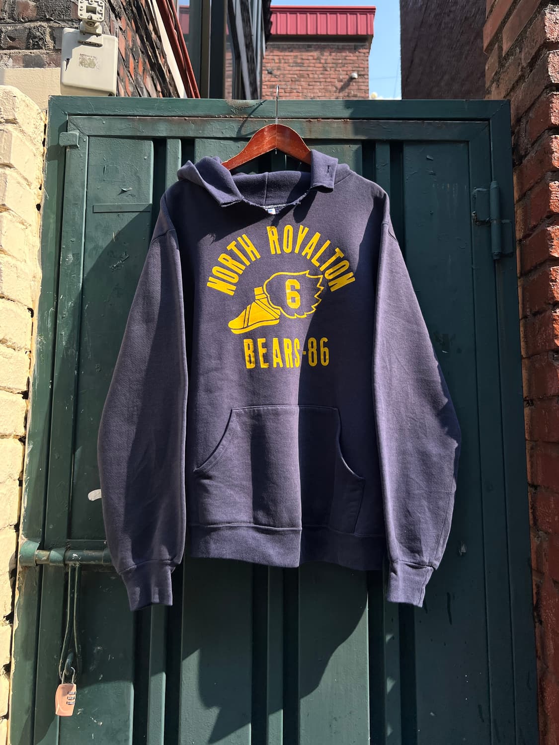 [M]80's 러셀 USA Made BEARS-86 네이비 후드 티셔츠 상품이미지1