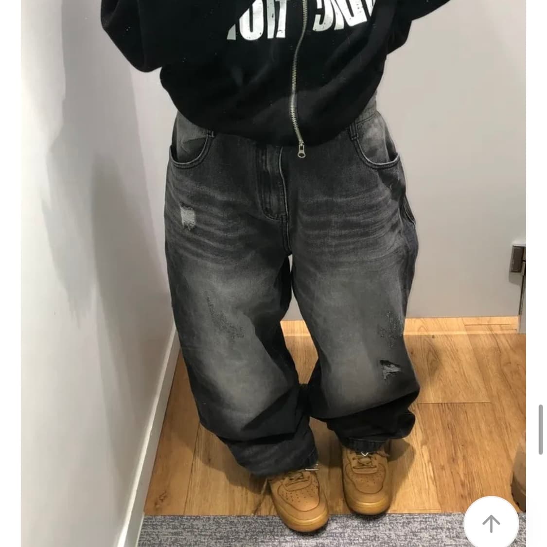 더블포켓 흑청 와이드 팬츠 상품이미지2