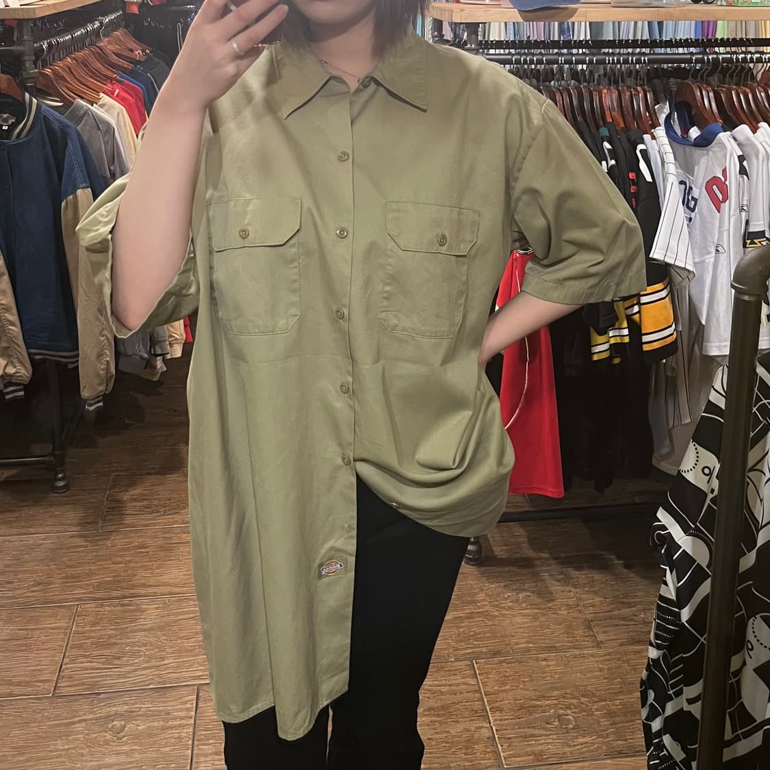 [HI] 디키즈 반팔 셔츠 카키 상품이미지2