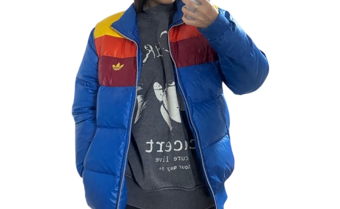 [착샷O] 아디다스 컬러블록 덕다운 오리털 패딩 상품이미지1