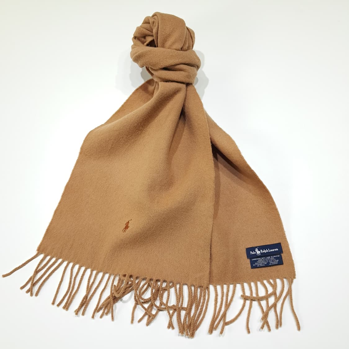 MX591 폴로 90s 스코틀랜드판 램스울 브라운포니 카멜 머플러 목도 상품이미지2