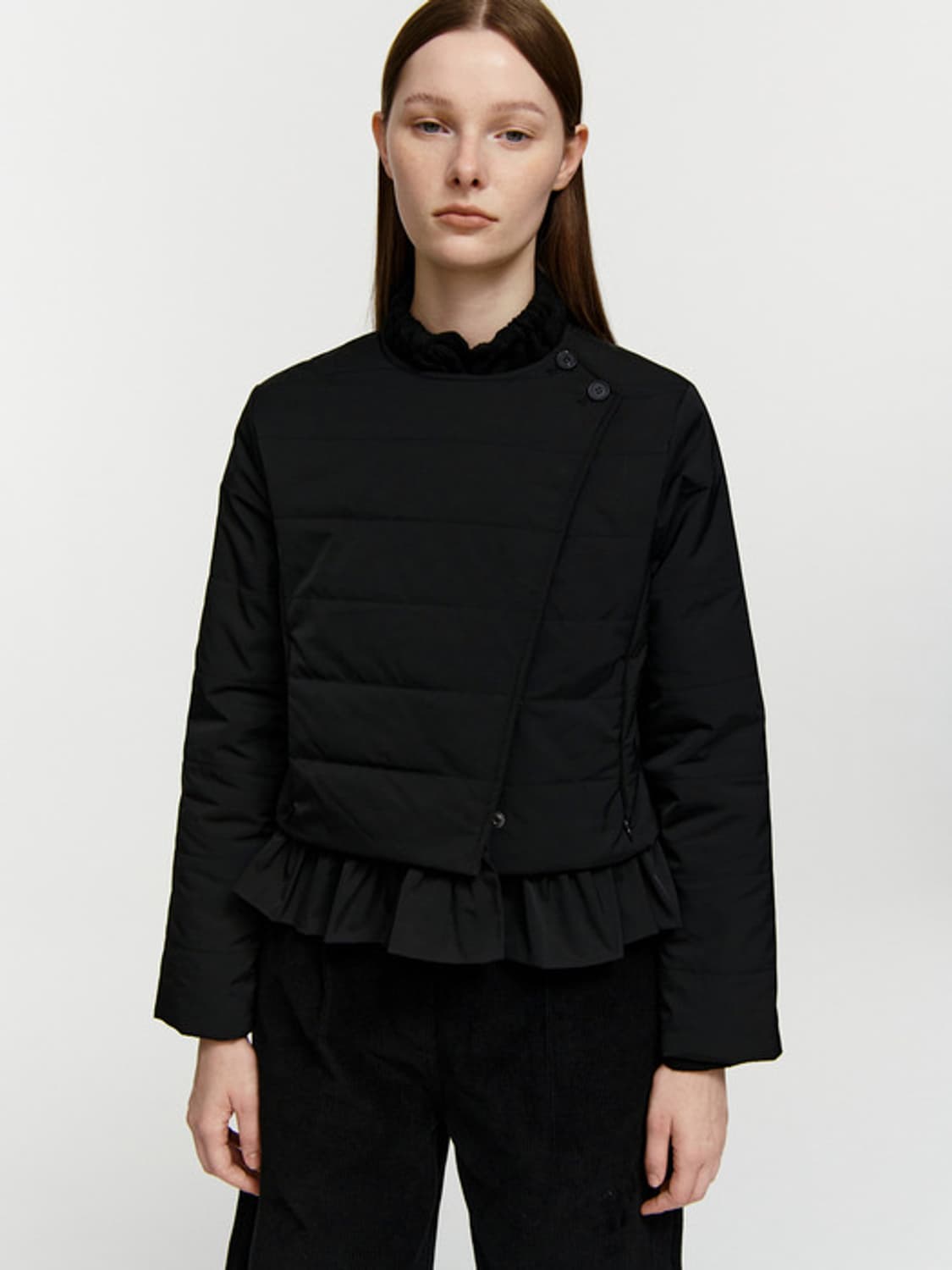 버뮬라 RUFFLE PADDED JACKET (BLACK) 상품이미지1