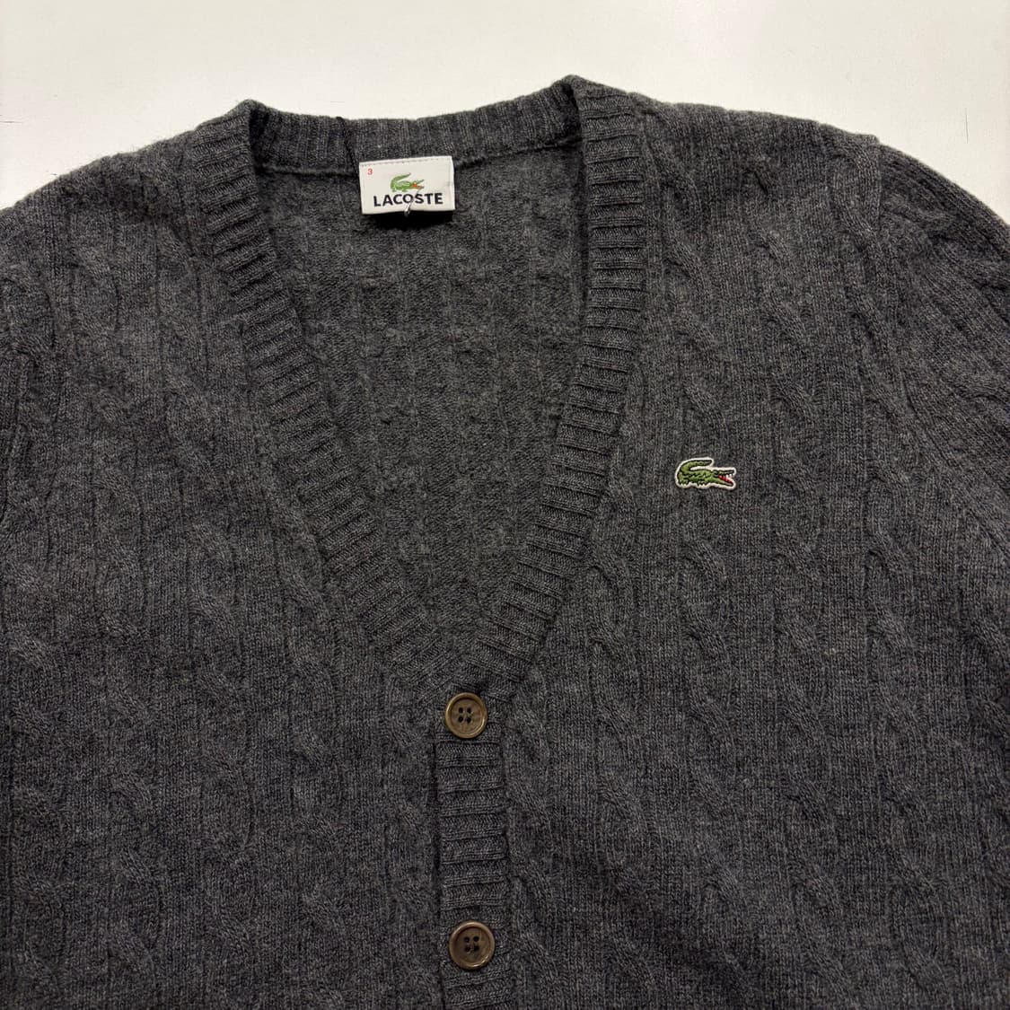 [95] 라코스테 울 케이블 니트 가디건 그레이 C898 상품이미지3