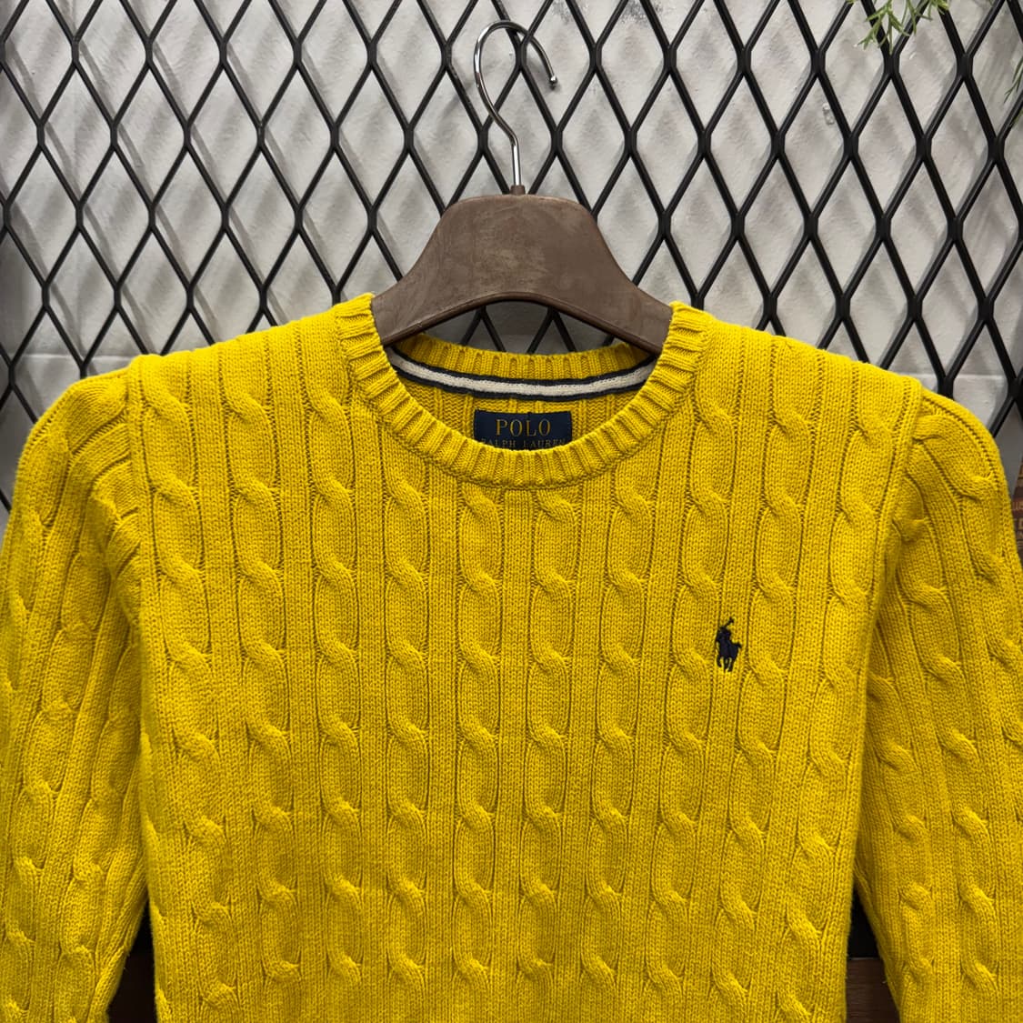 폴로 랄프로렌 케이블 니트 네이비 포니 로고 포인트 옐로우 상품이미지3