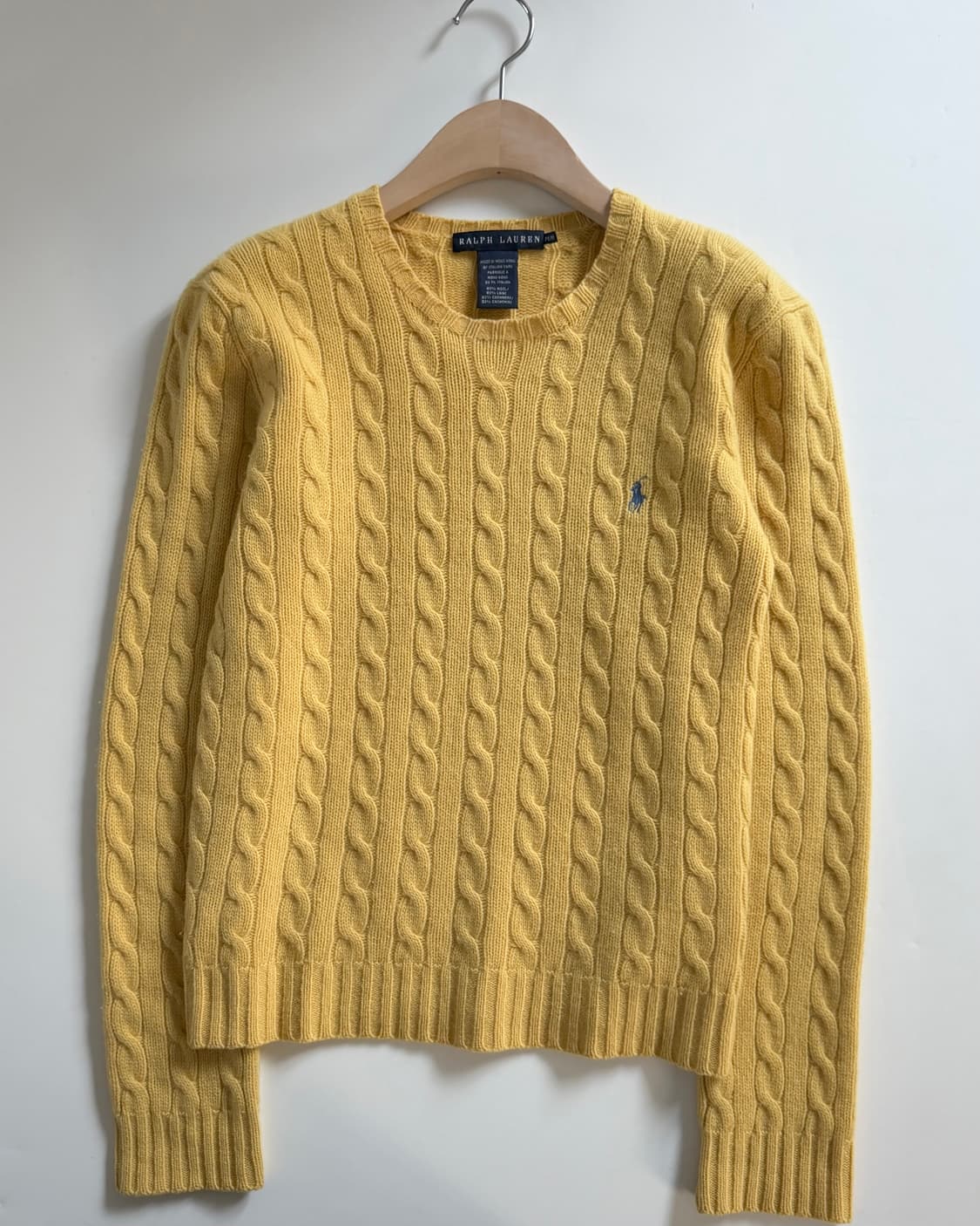 Polo 랄프로렌 옐로우컬러 울캐시미어 케이블 니트 상품이미지1