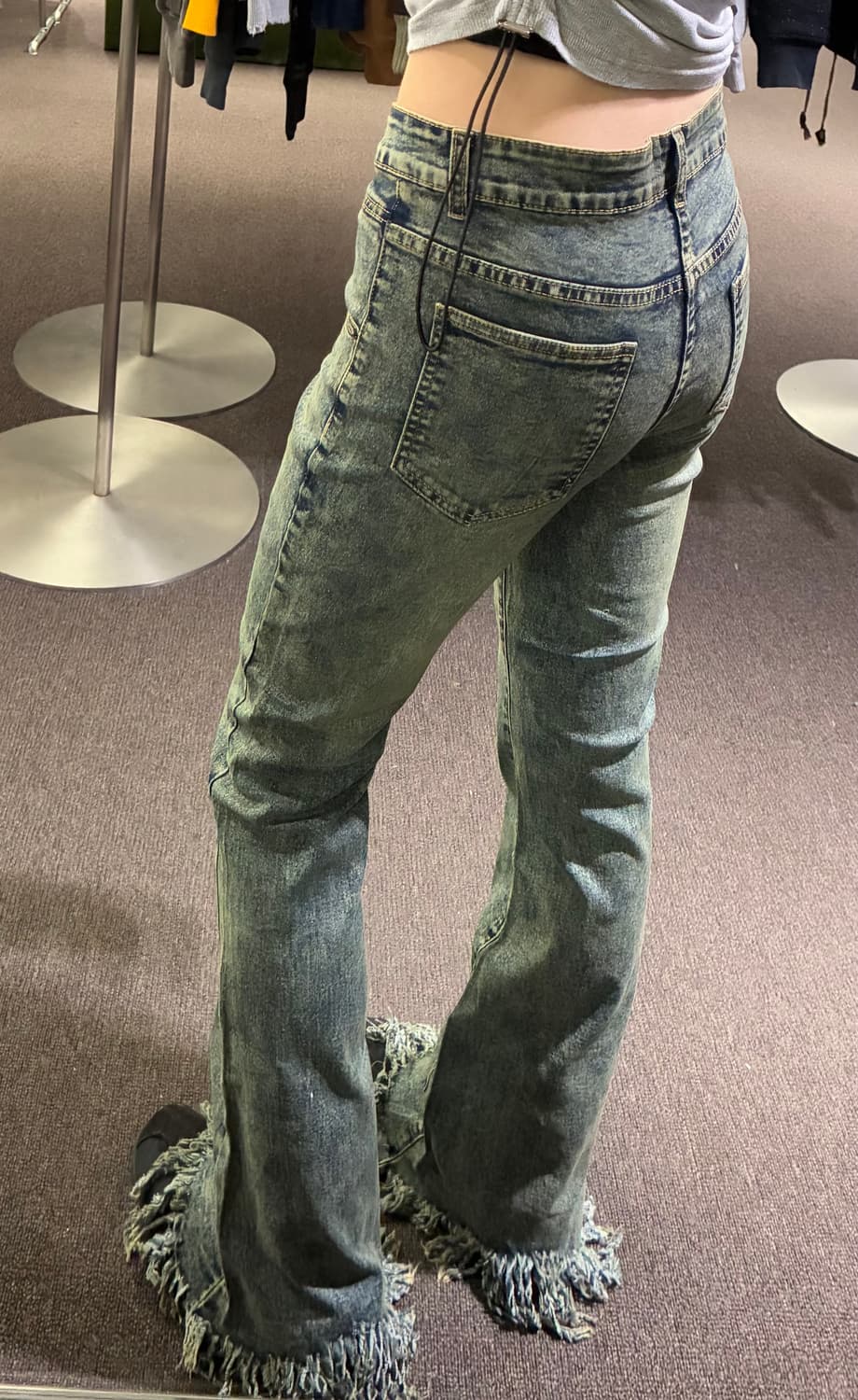 S)Japanese vintage 여성 프린지 부츠컷 데님팬츠 상품이미지1