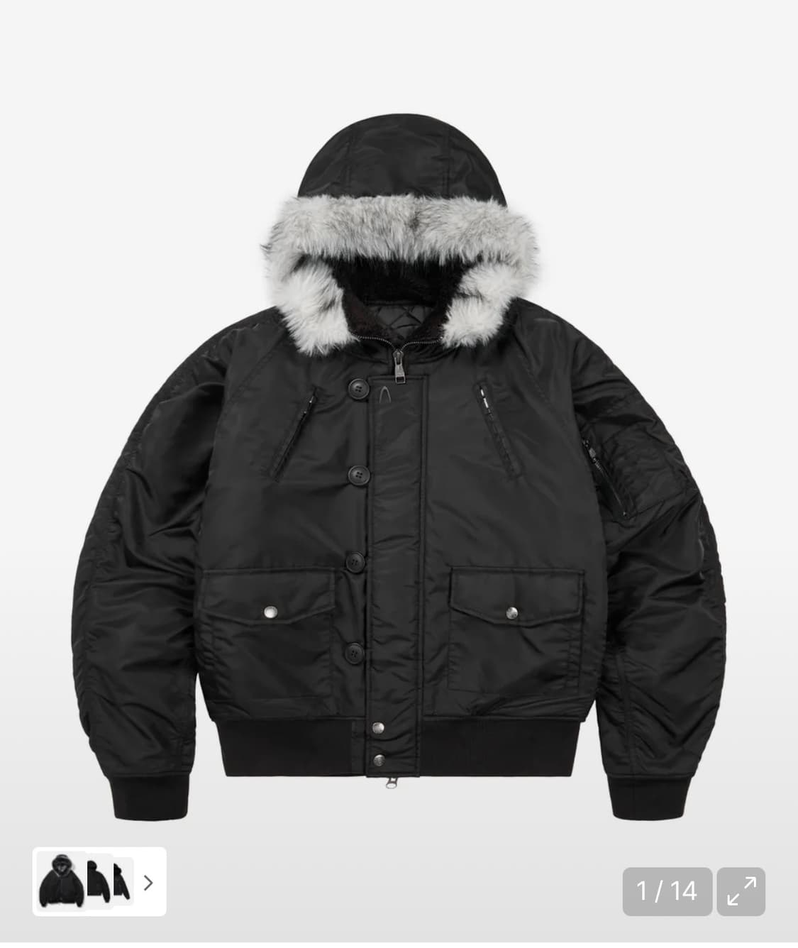 아캄 후디드 퍼 ma-1 패딩 블랙 상품이미지1