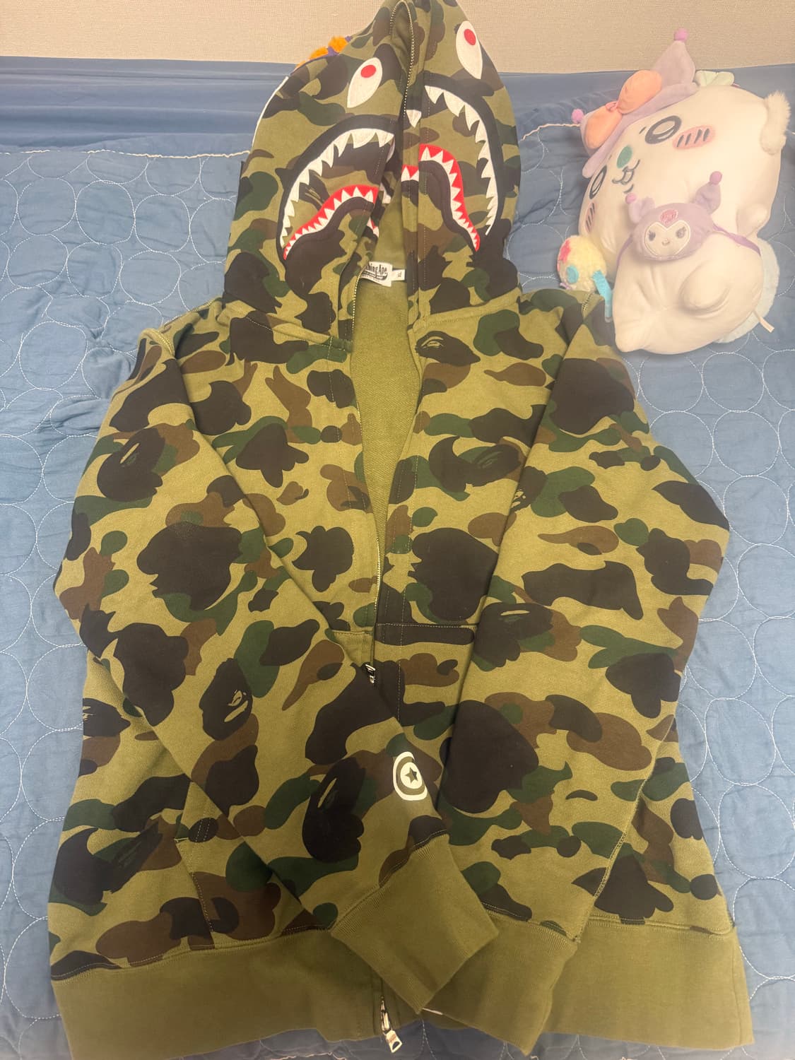 베이프 퍼스트 카모 샤크 풀 집 더블 후드 그린 상품이미지1