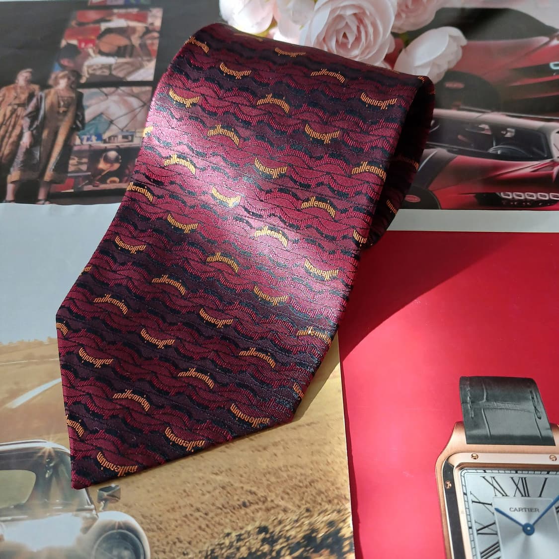 아쿠아스큐텀 실크 밀레니엄 웨이브 넥타이 9.7cm A+등급 A19194 상품이미지2