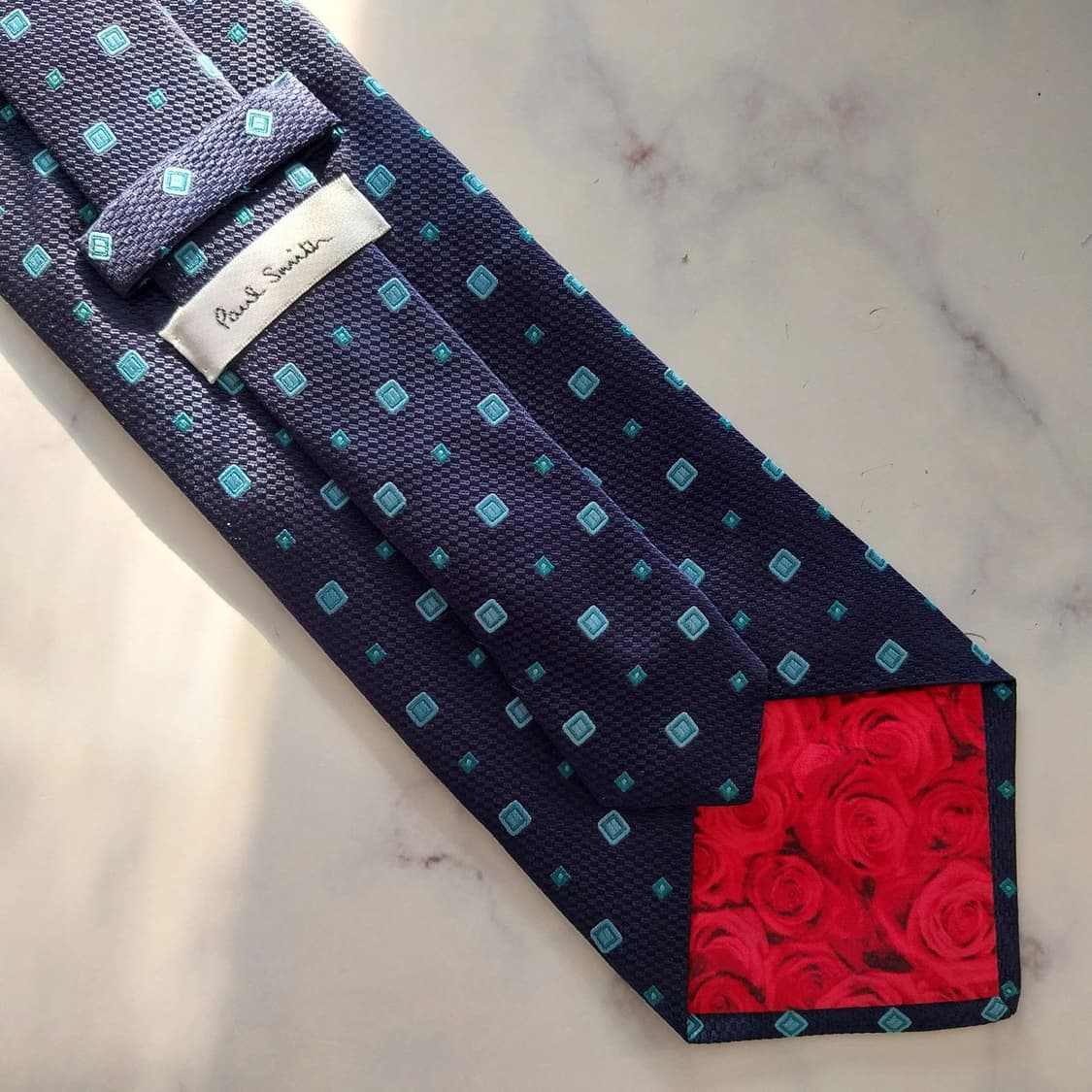 폴 스미스 실크 네이비&민트 스퀘어 넥타이 9.9cm A+등급 K1387 상품이미지9