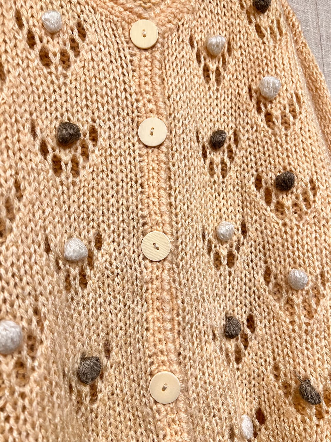 폼폼 브이넥 니트 가디건 옐로우 상품이미지2