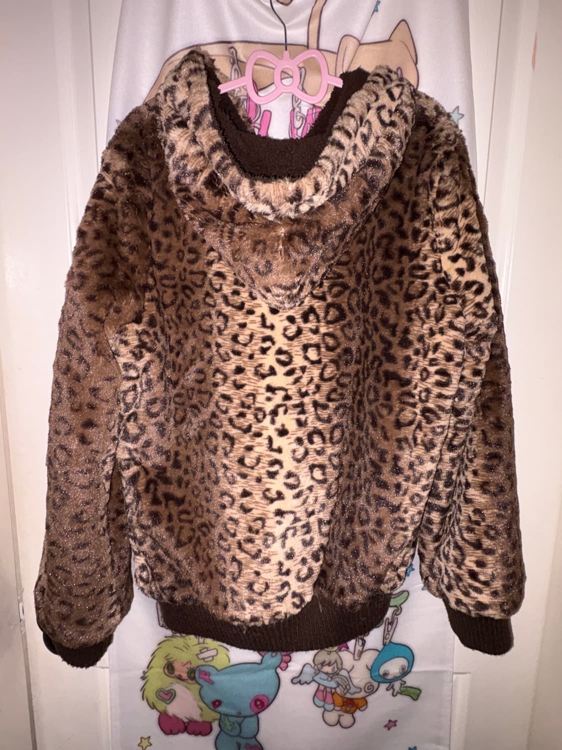 빈티지 호피 퍼 후드집업 갸루 상품이미지3