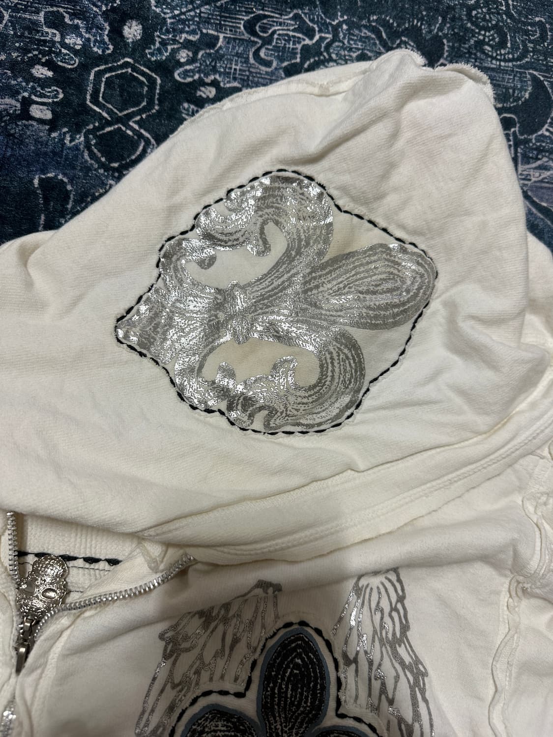 White punk rock vkei hood zip up 상품이미지5