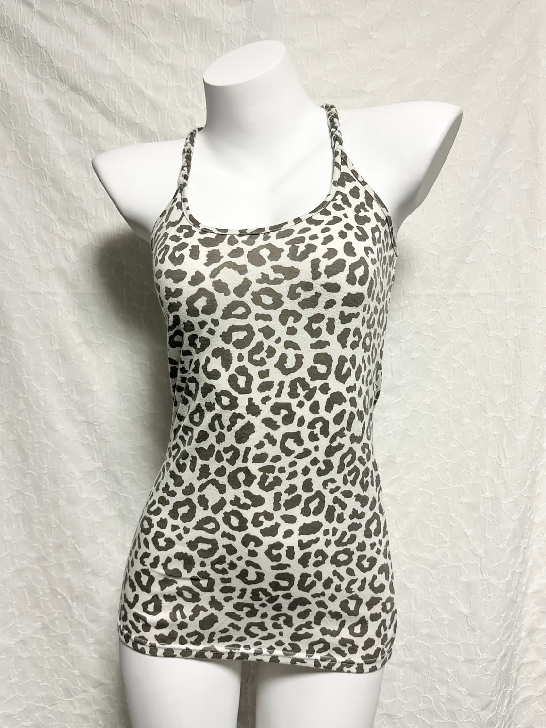 빈티지 갸루 펑크 레오파드 로프 홀터 슬리브리스 탑 상품이미지3