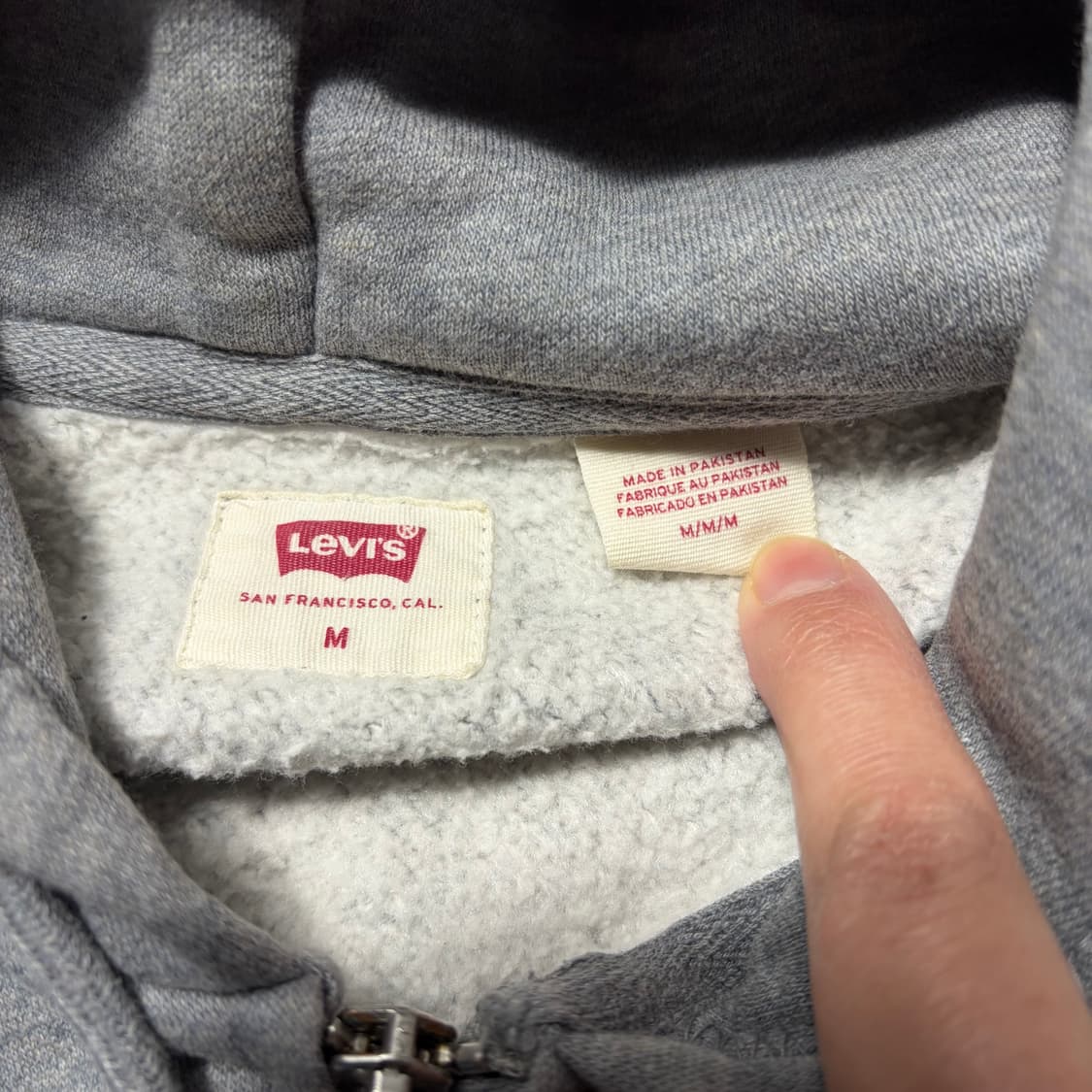 리바이스 빅로고 그레이 후드집업(M) 상품이미지3