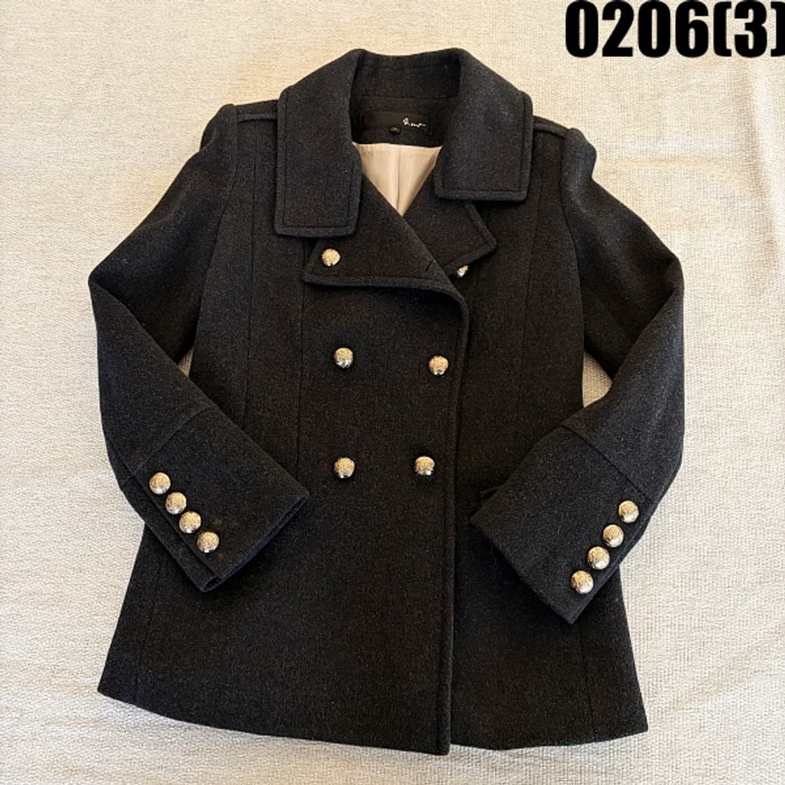 [88-98-165] 지컷 여성 금장단추 모직 더블 코트 0206(3) 상품이미지1