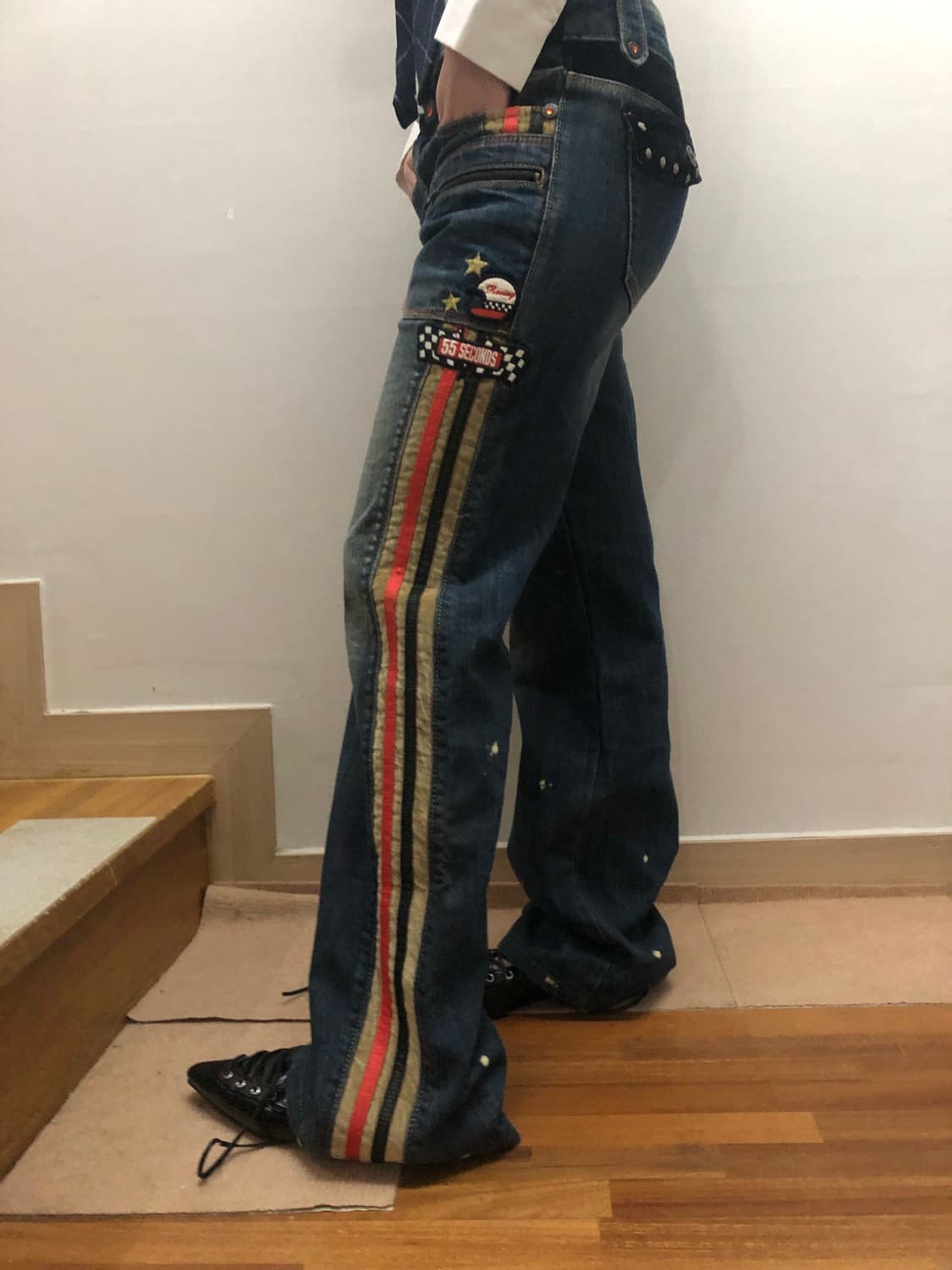 빈티지 EXR 데님 패치 팬츠 상품이미지1