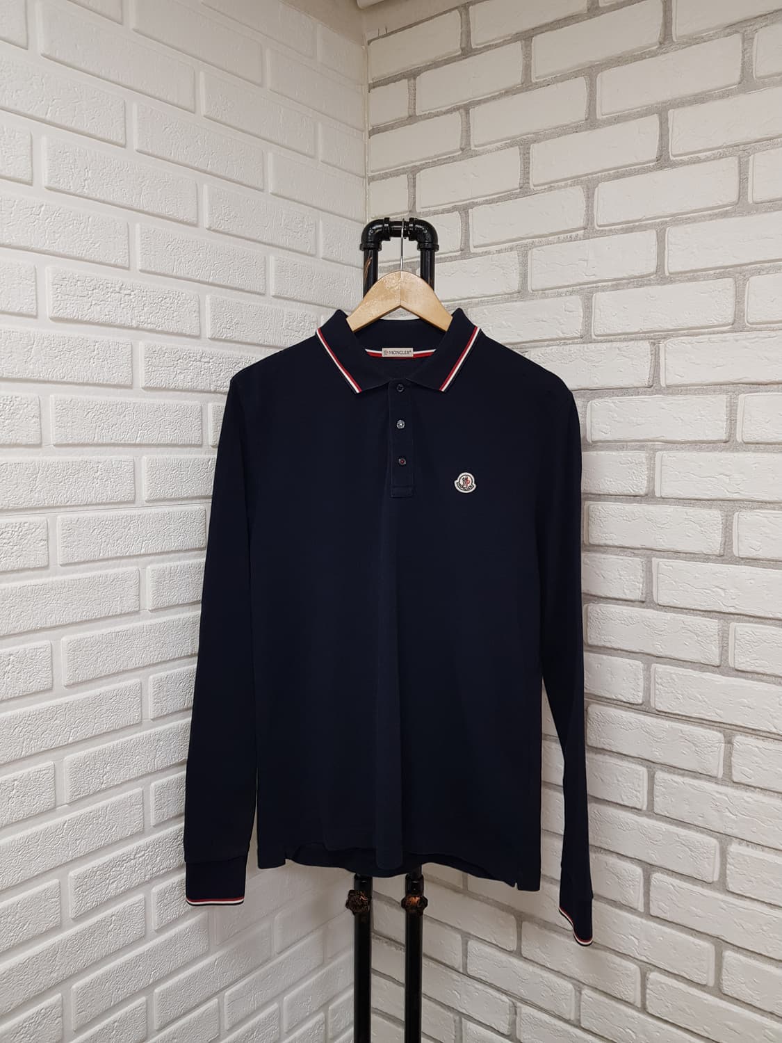 [xl/105/정품] 몽클레어 카라넥 긴팔티 네이비 상품이미지1