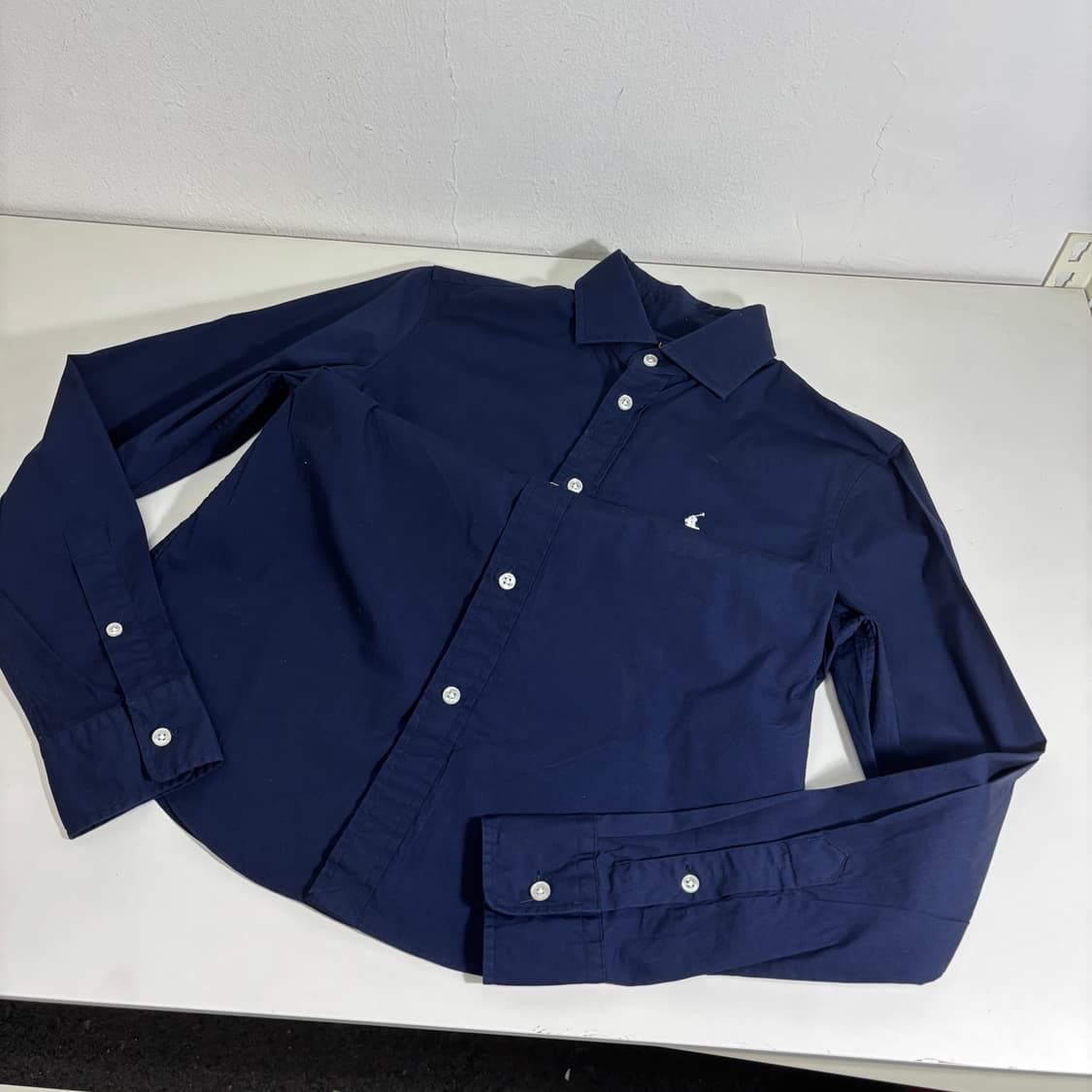 우먼M 폴로 랄프로렌 네이비 기본로고 와이드카라 셔츠 남방 상품이미지2