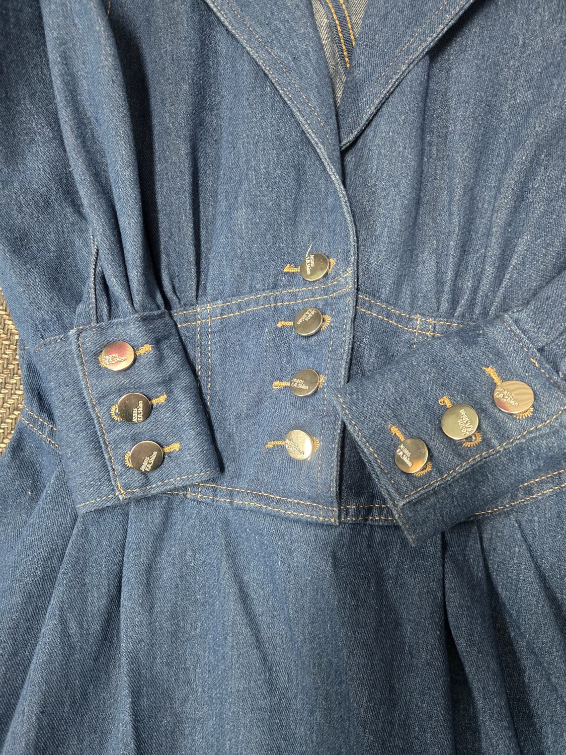 샤틴 25ss 청 데님 플레어 원피스 허리밴딩 원피스 상품이미지3