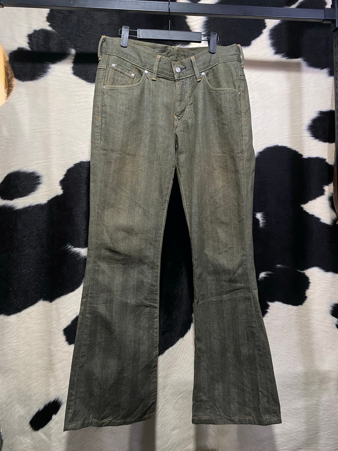 Edwin 카키 스트라이프 코튼 팬츠 상품이미지3