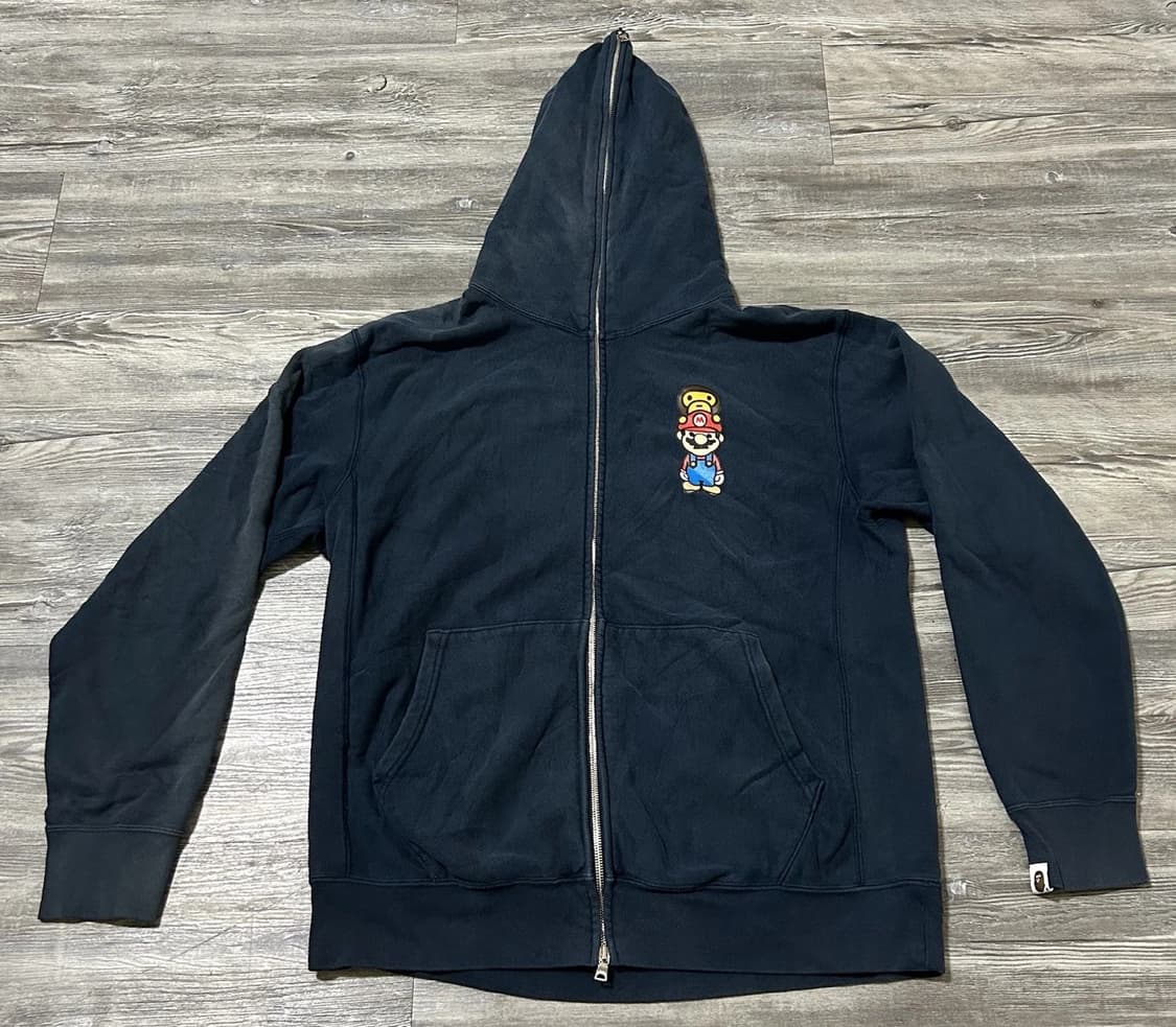 베이프 베이비 마일로 x 슈퍼 마리오 후드집업 블랙 상품이미지1