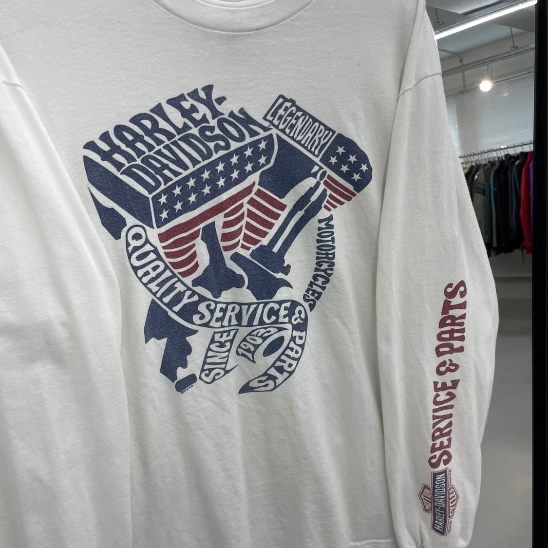 할리데이비슨 미국 성조기 롱슬리브 화이트 긴팔 티셔츠 상품이미지4