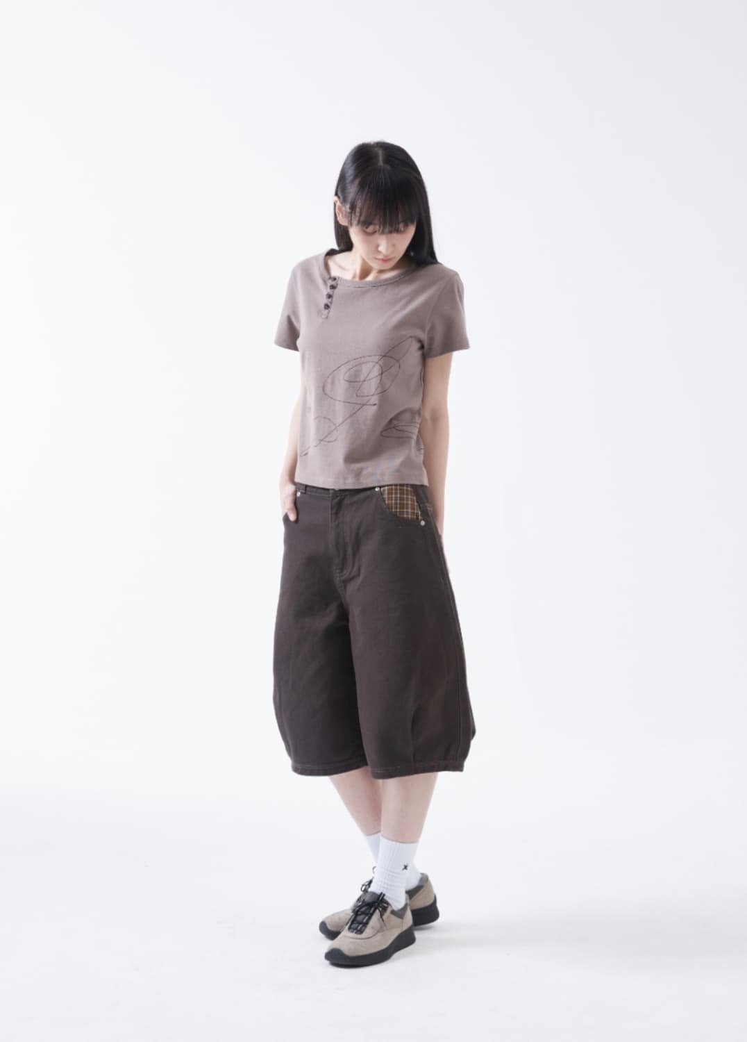 더콜디스트모먼트 check pocket half pants 차콜 버뮤다 상품이미지4