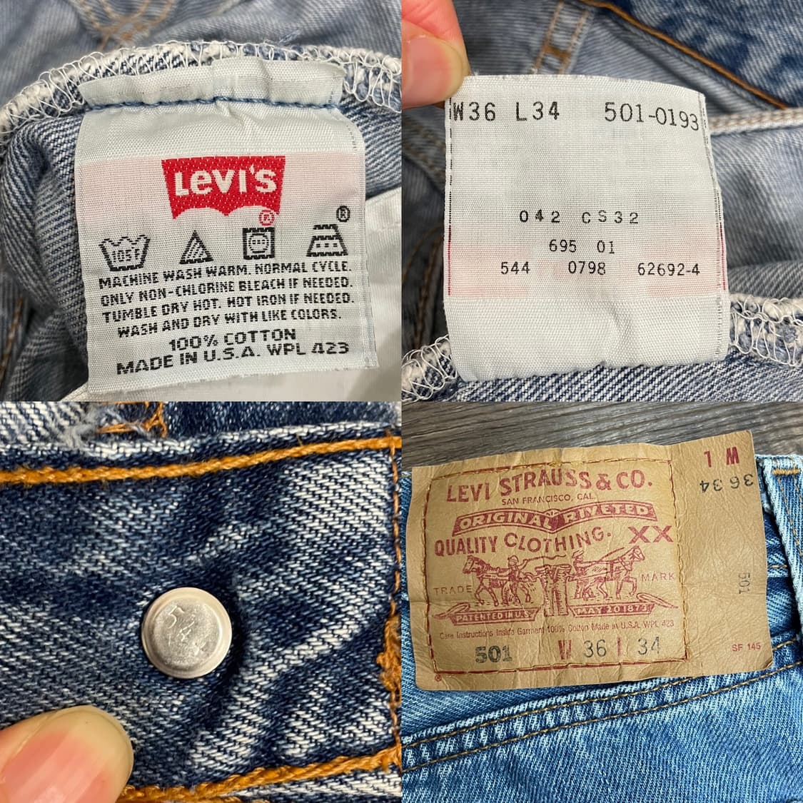 90s 리바이스 USA 501-0193 데님 팬츠 상품이미지8